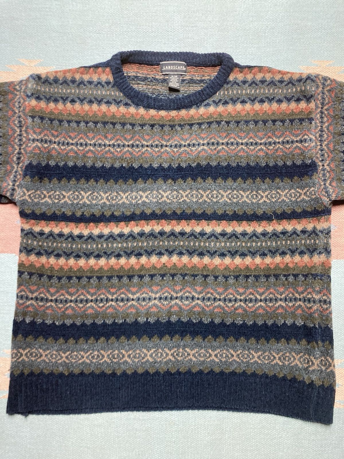 Vintage knit sweater acrylic rayon aztec geometric psychedelic XL Size US XL / EU 56 / 4 - 2 Thumbnail