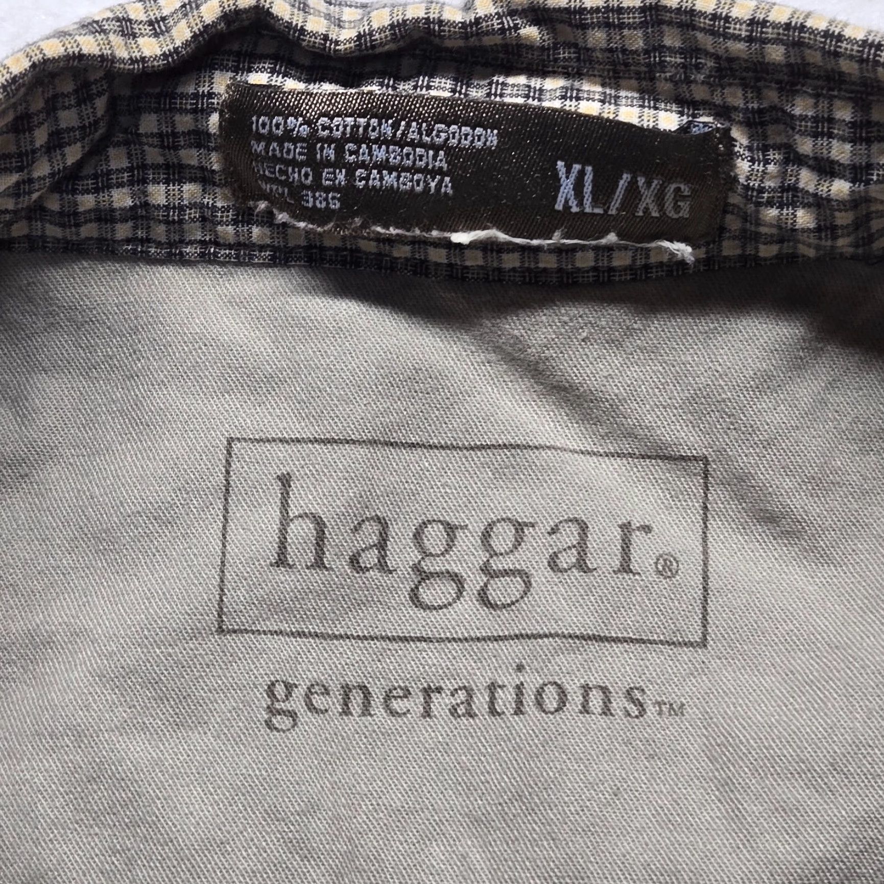 Haggar Haggar Shirt Button-Up Short Sleeve Adult XL Brown Check-Pattern Cotton Casual Front Pocket Men Size US 36 / EU 52 - 3 Thumbnail