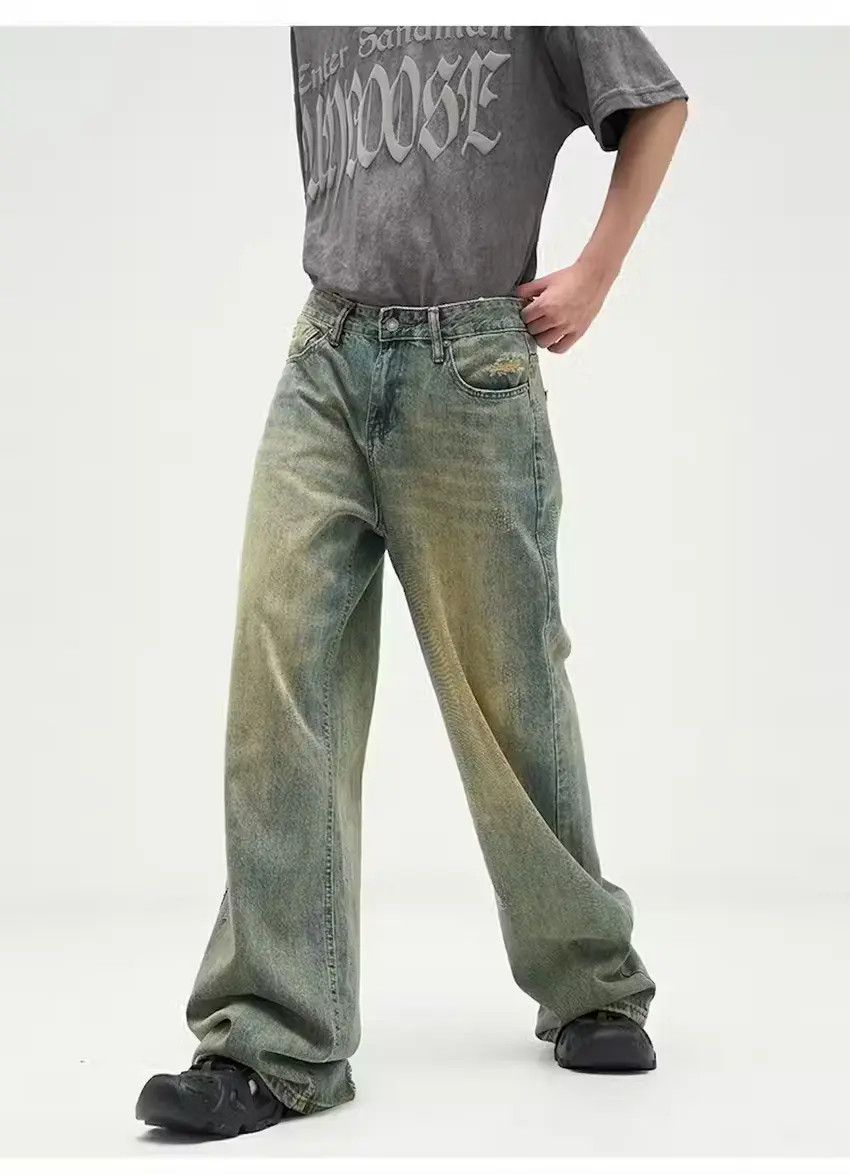 Designer × Japanese Brand Washed blue y2k dirty flared faded baggy jeans Size US 30 / EU 46 - 5 Thumbnail