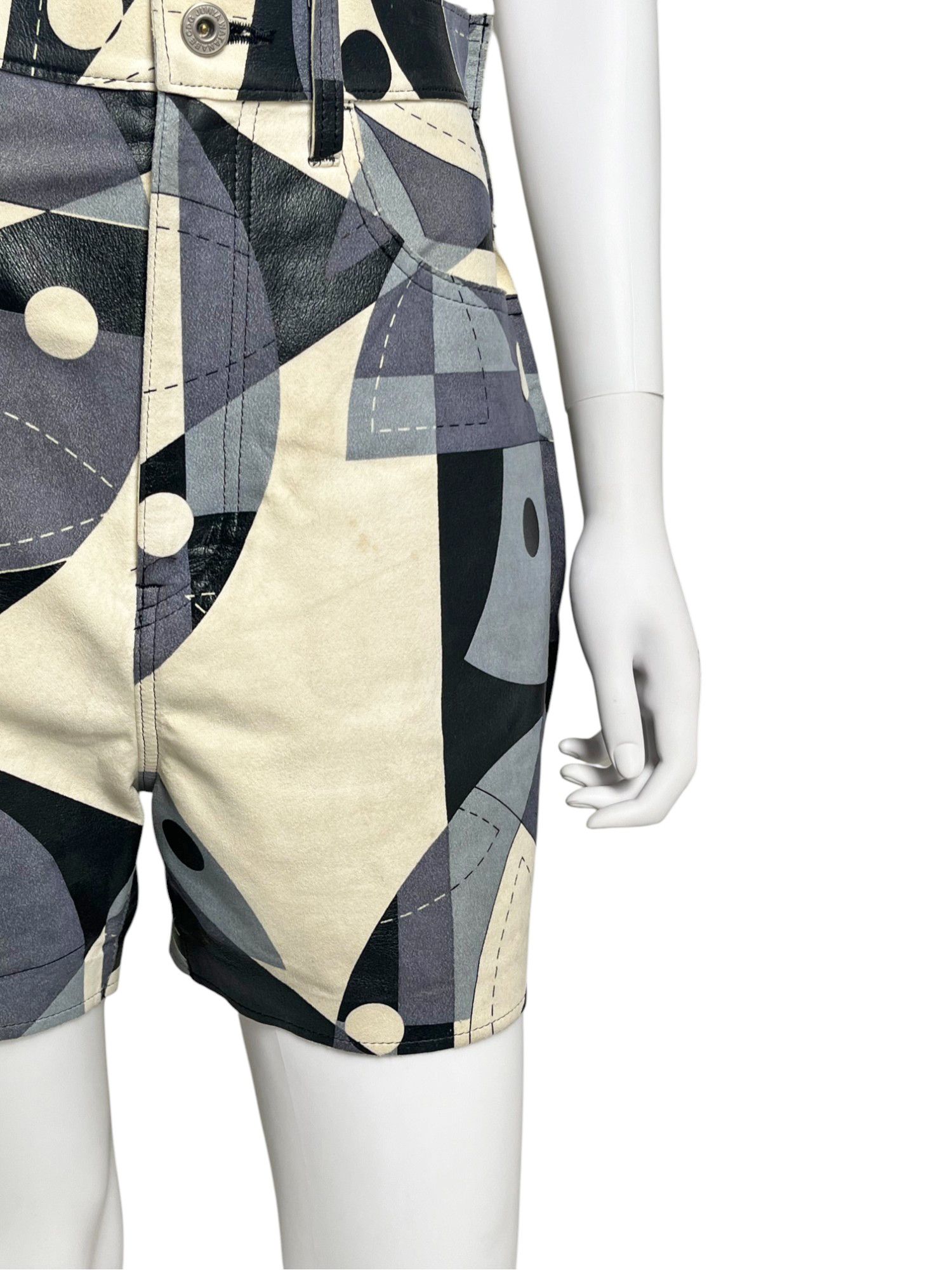 Junya Watanabe S/S 2015 Geometric Light Blue/Black High Waisted Shorts Size 27" / US 4 / IT 40 - 8 Thumbnail