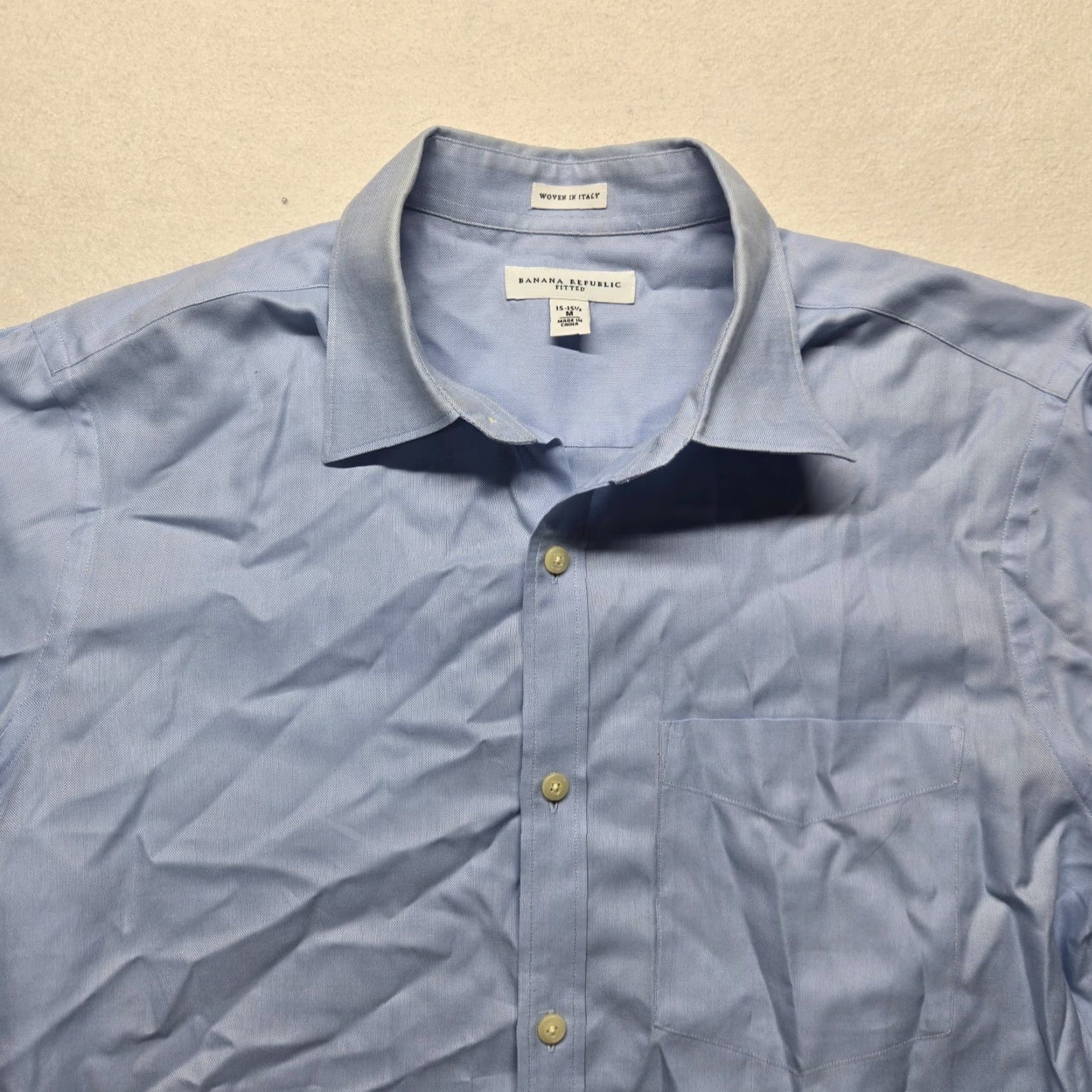 Banana Republic VINTAGE Banana Republic Men's Dress Shirt Slim Fit Button-Up Blue 15.5 Neck Business Casual Office Mens Size 40R - 2 Thumbnail
