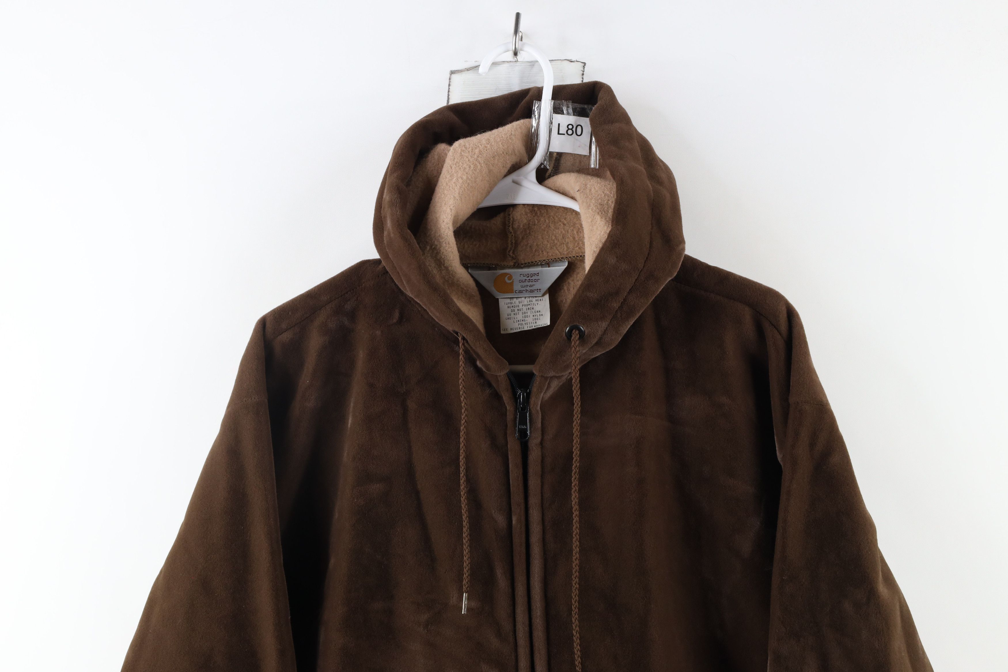 Carhartt × Vintage Vintage 90s Carhartt Fleece Full Zip Hoodie Brown USA Size US XL / EU 56 / 4 - 2 Thumbnail