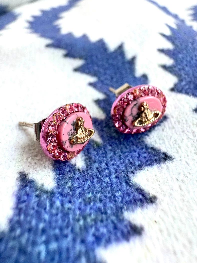 Vivienne Westwood Vivienne Westwood Vintage Pink Marble Saturn Stud Earrings Size ONE SIZE - 2 Thumbnail