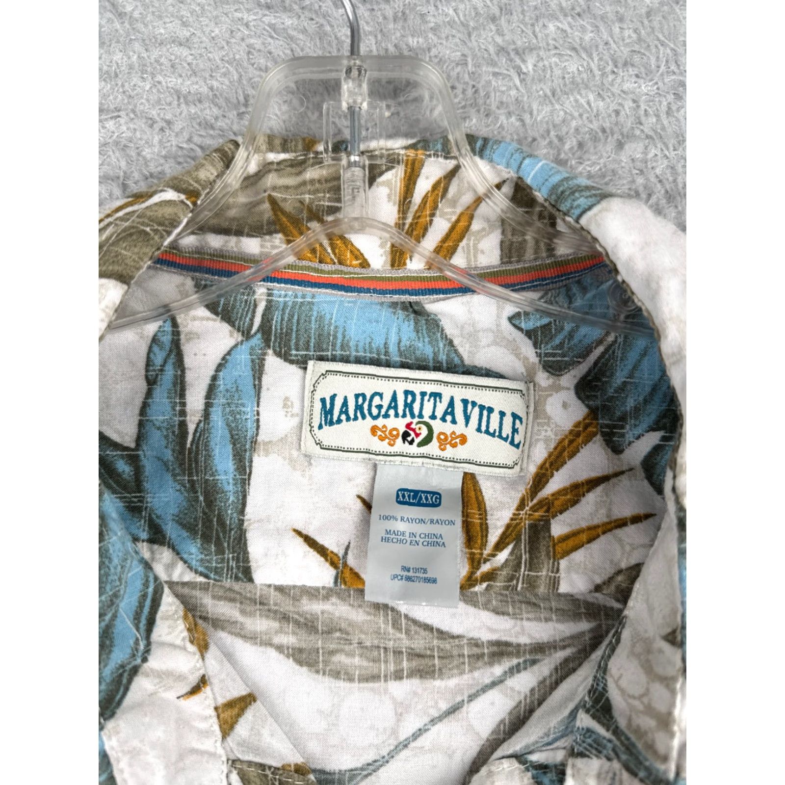 Vintage Margaritaville Men Shirt Hawaiian 2XL White Floral Button-Up Rayon Slim Size US XXL / EU 58 / 5 - 6 Thumbnail