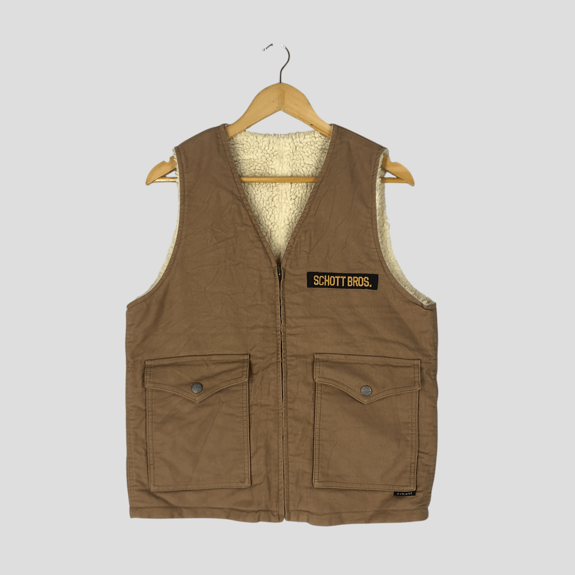 Vintage Schott Bros. Vest Jacket Sherpa Lining Medium