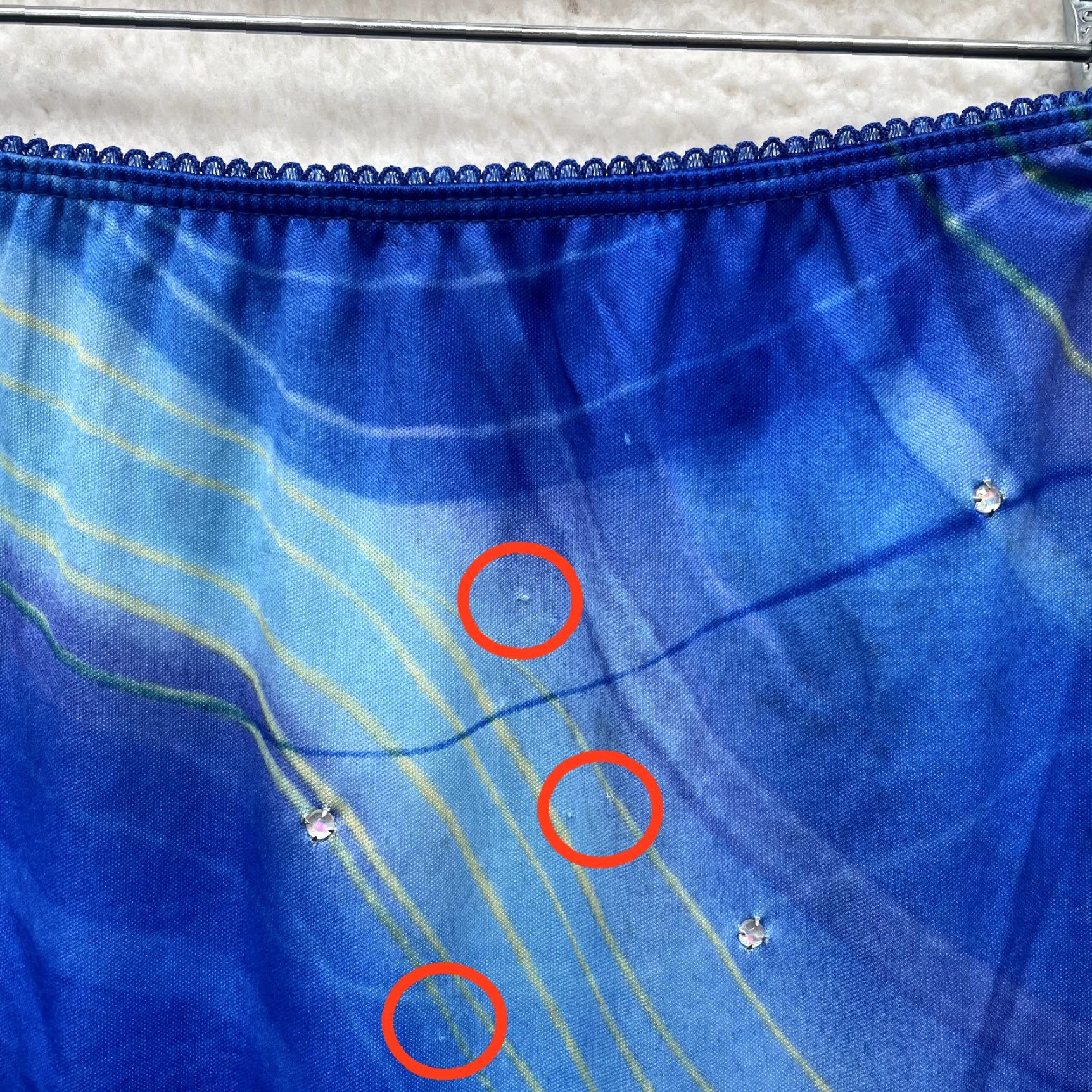 Vintage VINTAGE 90s Y2K Midi Skirt Blues Paris Blues Blue Rhinestone Bling Slinky Stretch Rave M Womens Size 32" / US 10 / IT 46 - 3 Thumbnail