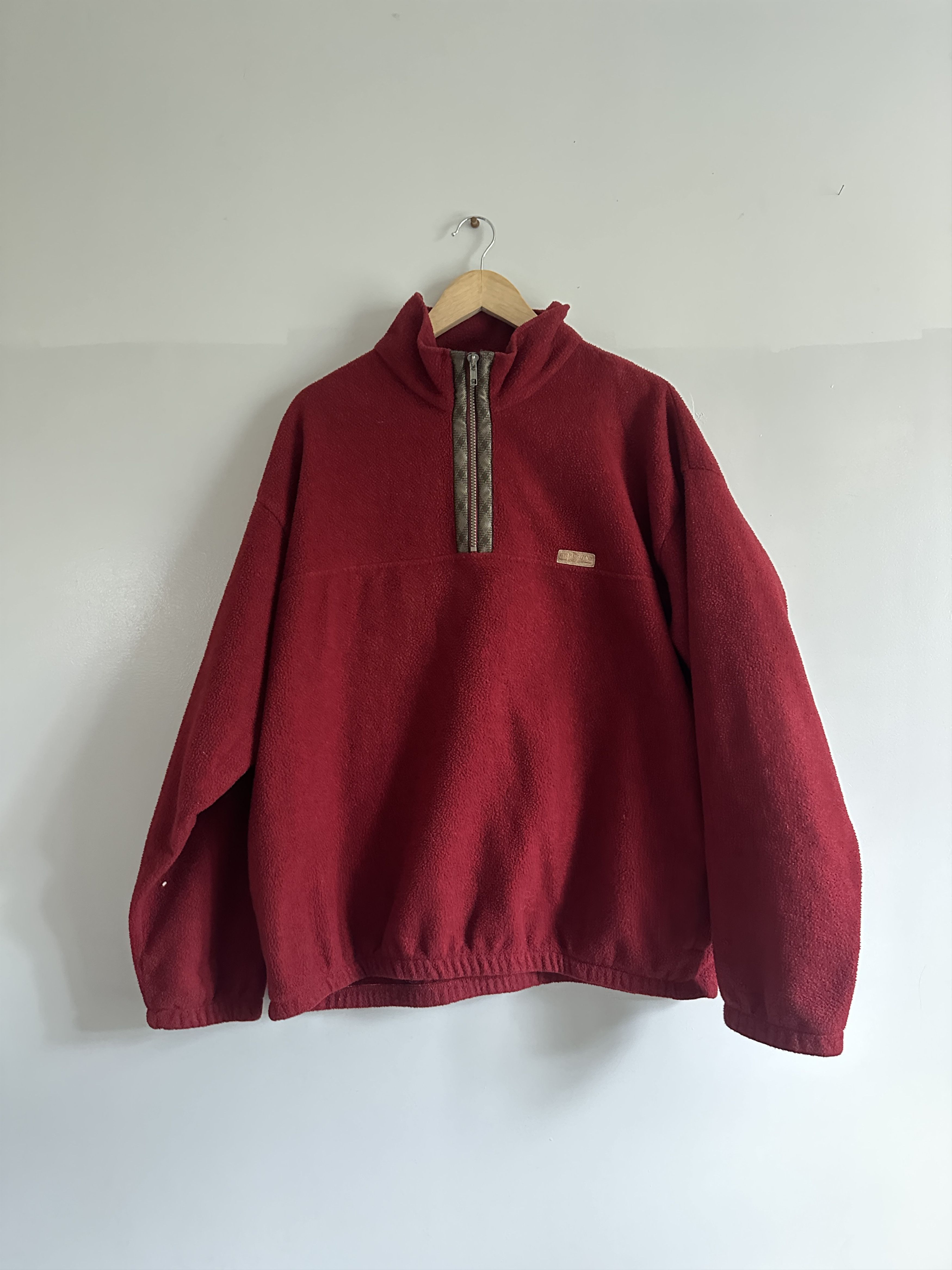 Vintage Vintage Cozy Red Quarter Zip Fleece Size US XL / EU 56 / 4 - 1 Thumbnail