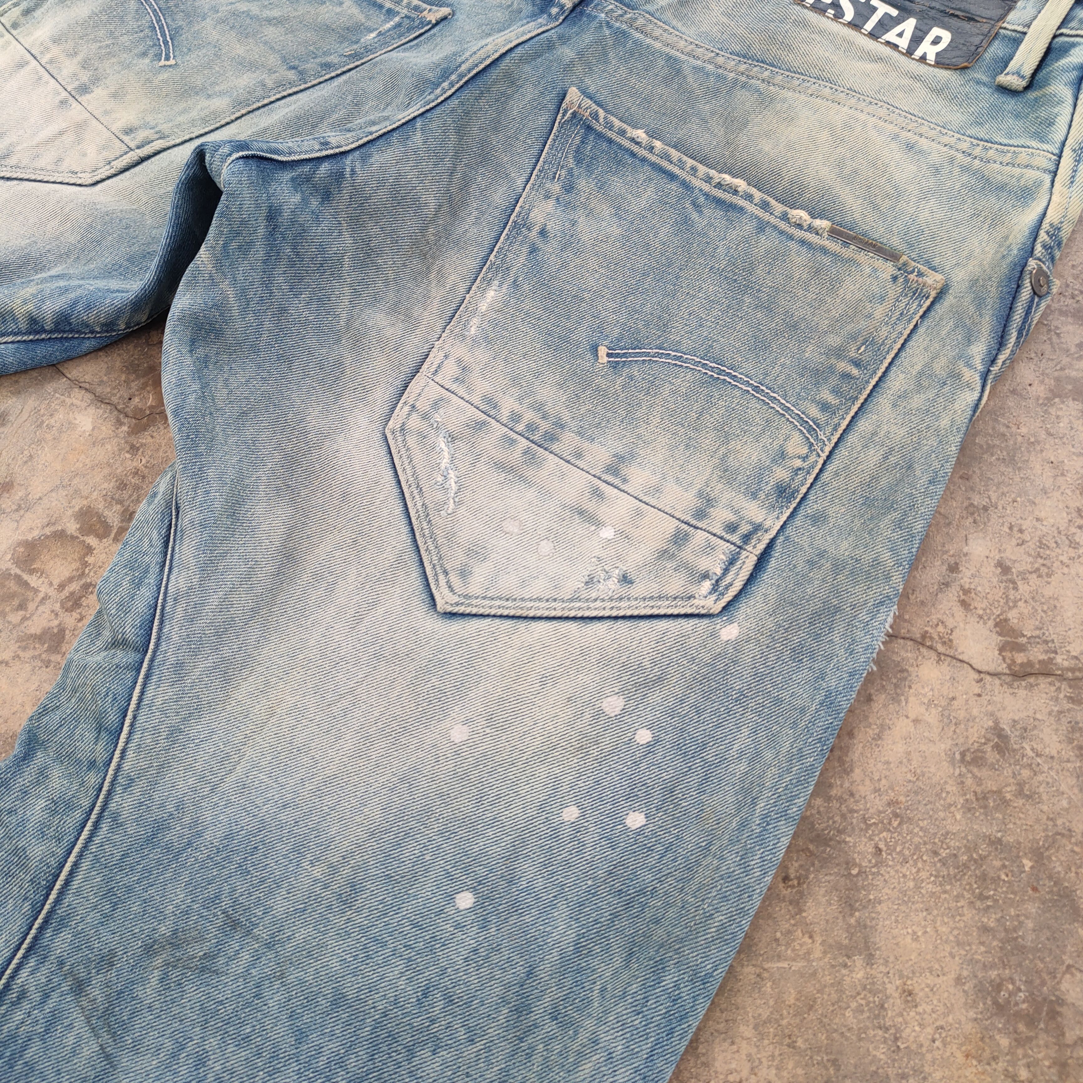 VTG GSTAR RAW FADED RUSTY MUD WASH DENIM JEANS PANTS