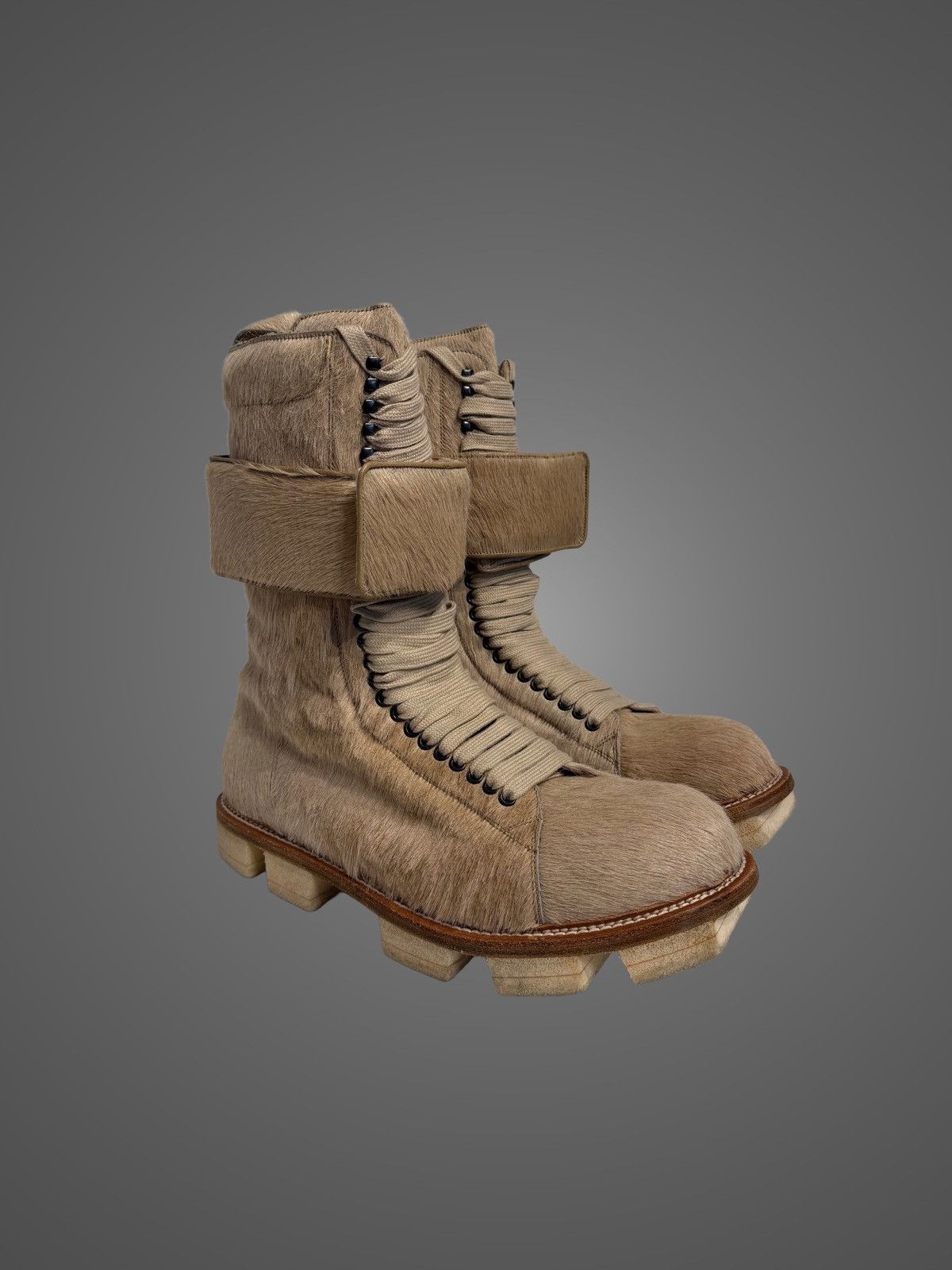 Rick Owens Rick Owens Ponyhair Megatooth Runway Hi-Top Boots from AW13 Size US 13 / EU 46 - 1 Thumbnail