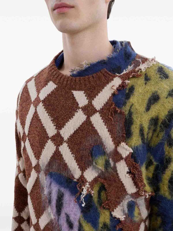 Marni o1w1db11125 Distressed Effect Color Block Jumper in Brown Size US XL / EU 56 / 4 - 5 Thumbnail