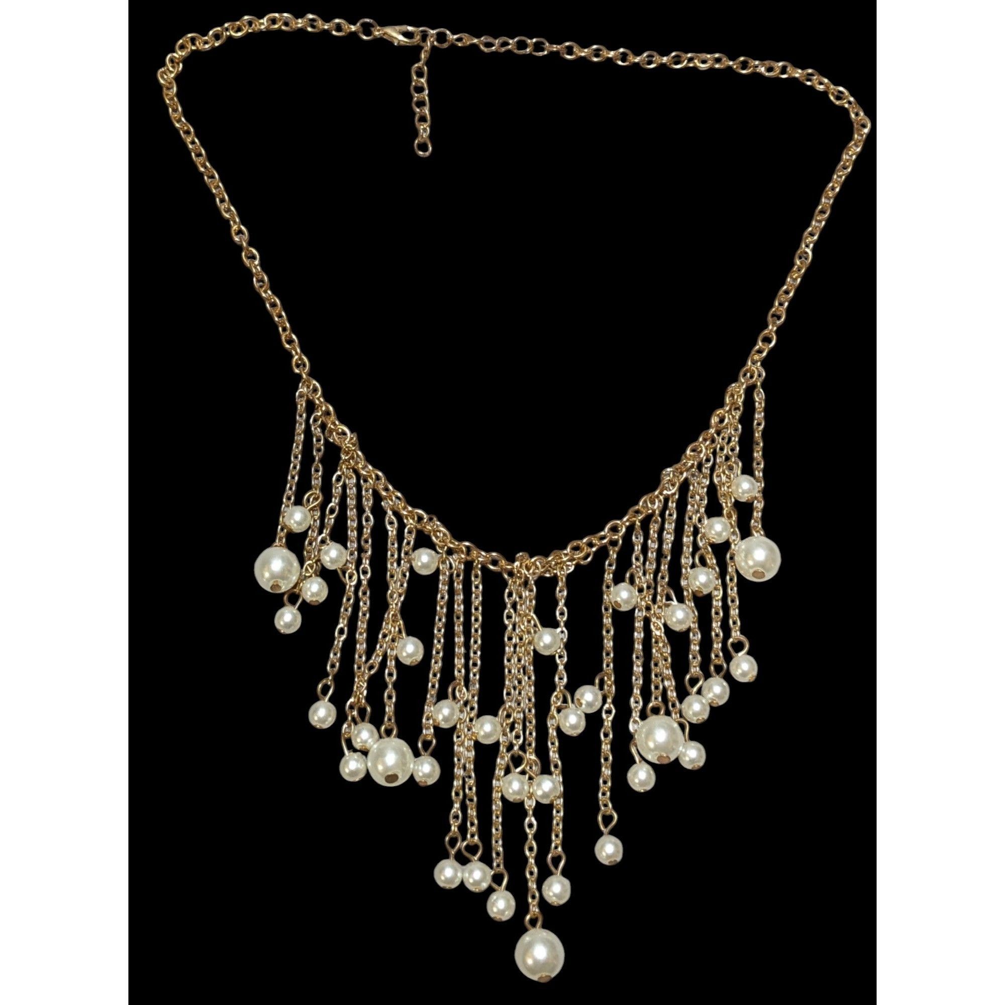 Other Elegant Glam Gold Chain Pearl Fringe Necklace Size ONE SIZE - 1 Thumbnail
