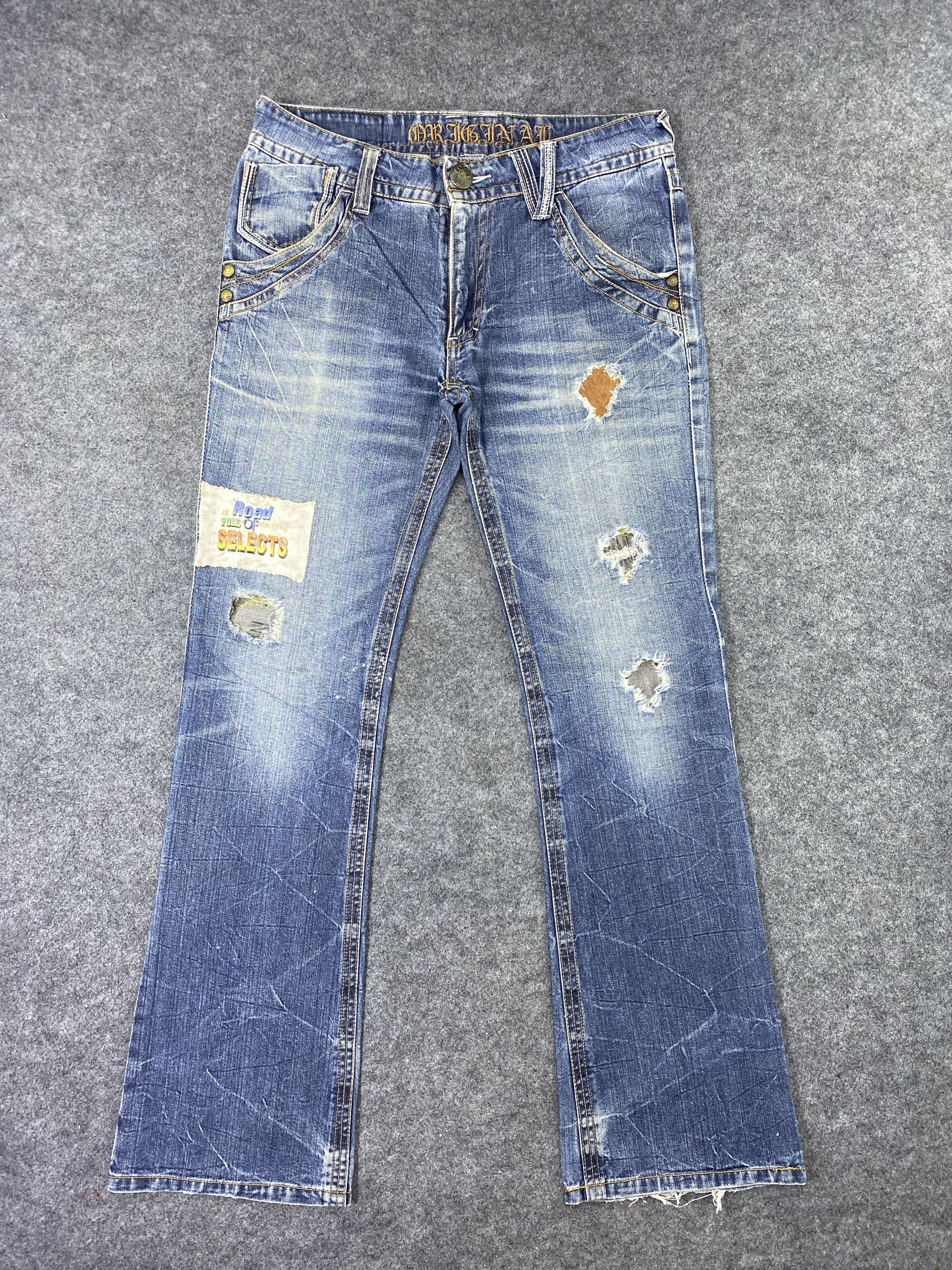 Japanese Brand Japanese Brand Distress Blue Wash Flare Jeans - J979 Size US 33 - 1 Thumbnail