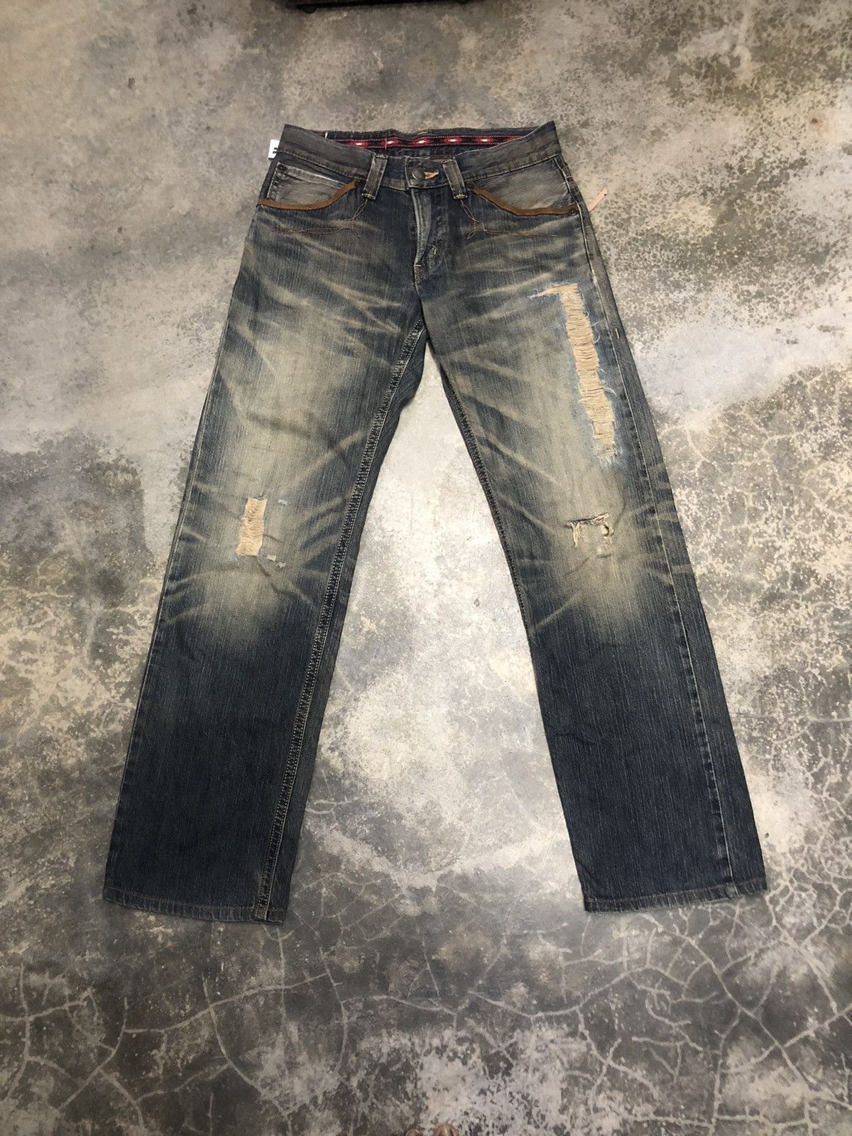 Image of Distressed Denim x Edwin Distressed Ripped Denim Edwin Exclusive Vintage in Blue, Men's (Size 30)