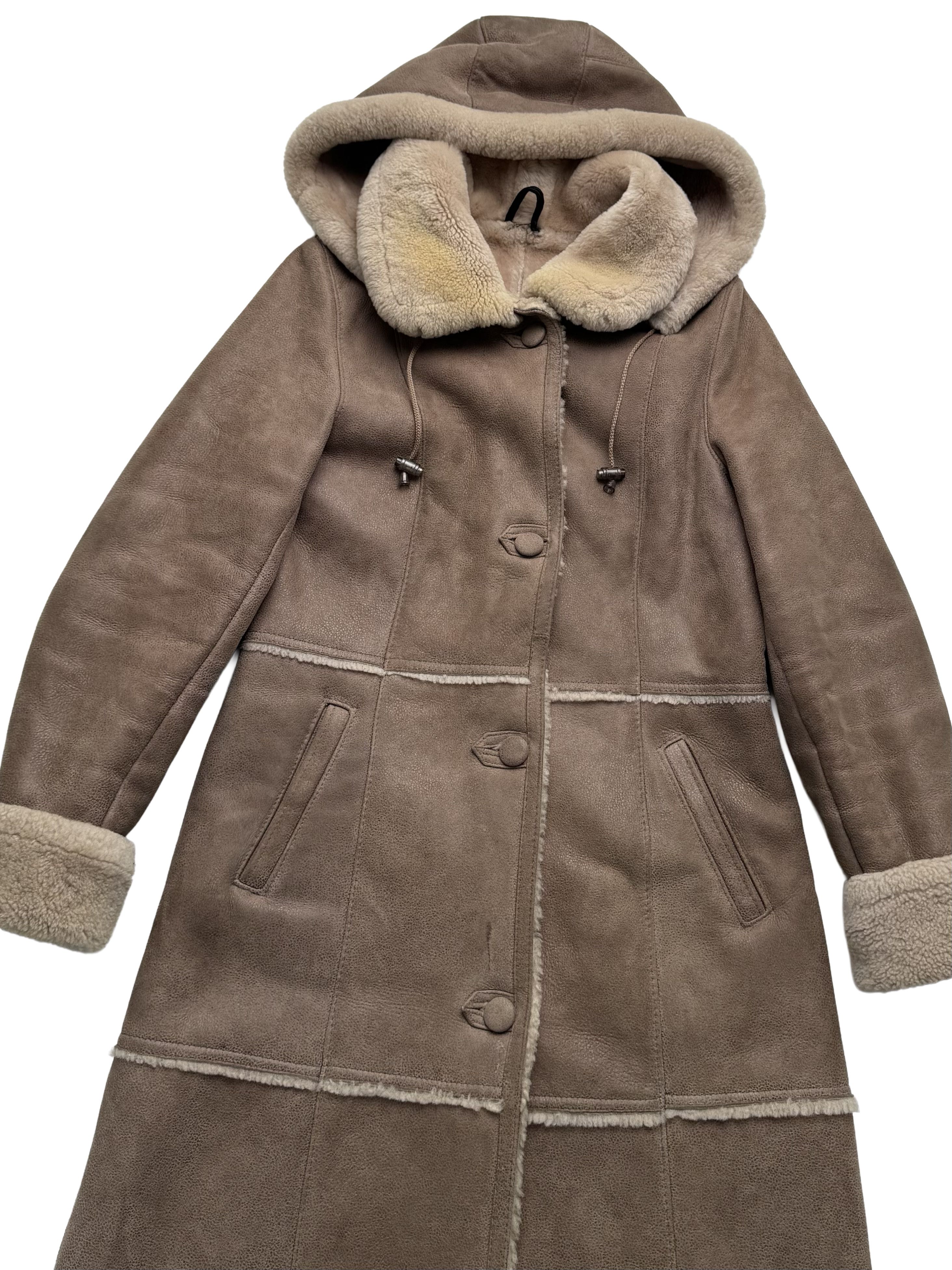 Vintage Vintage Sheepskin Shearling Coat Hooded Long Winter Jacket Size M / US 6-8 / IT 42-44 - 6 Thumbnail