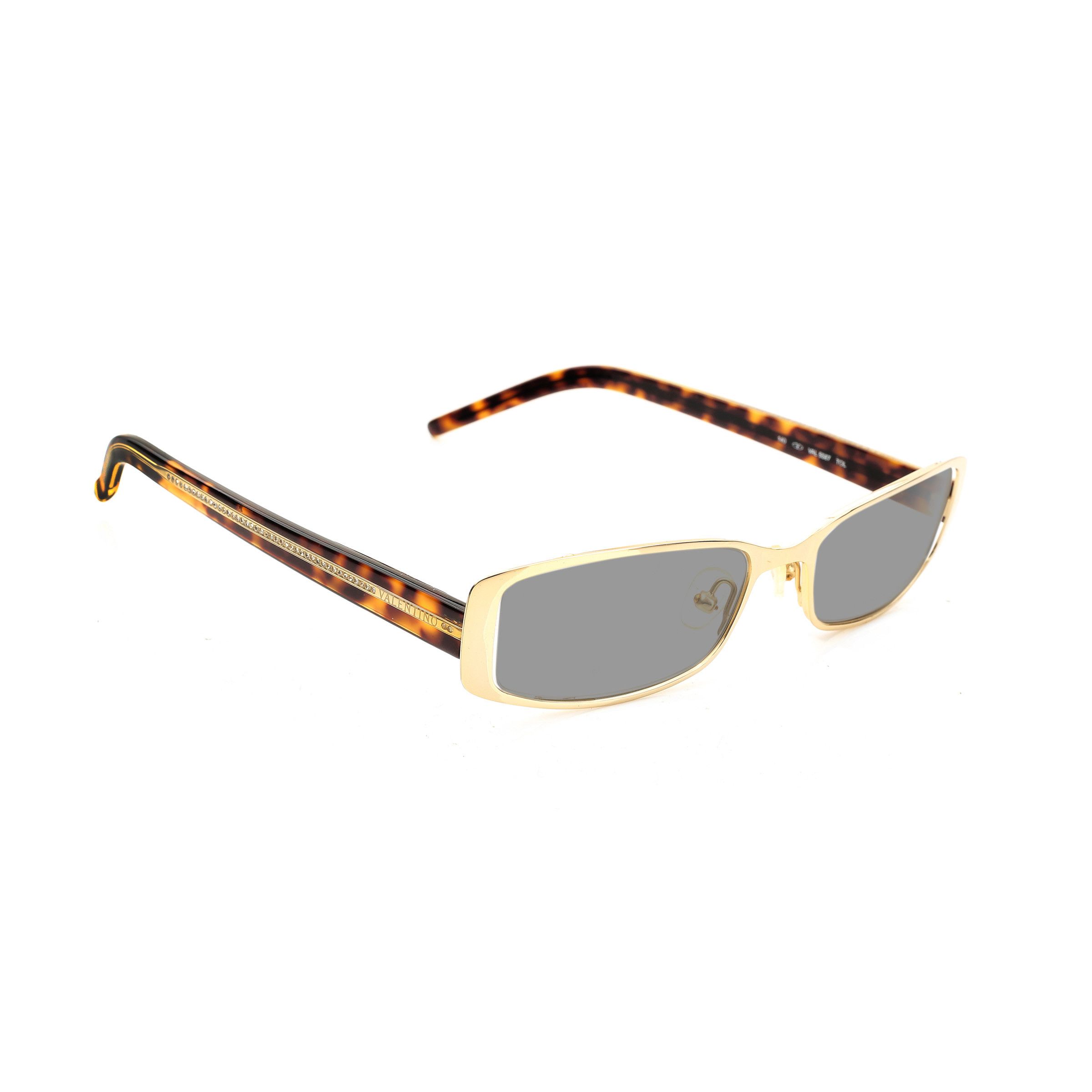 Valentino Valentino '90s Gold & Brown Crystals Metal Sunglasses Size ONE SIZE - 2 Thumbnail