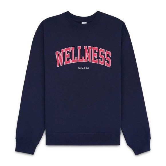 SPORTY & RICH NAVY WELLNESS CREWNECK SWEATER SZ LARGE L