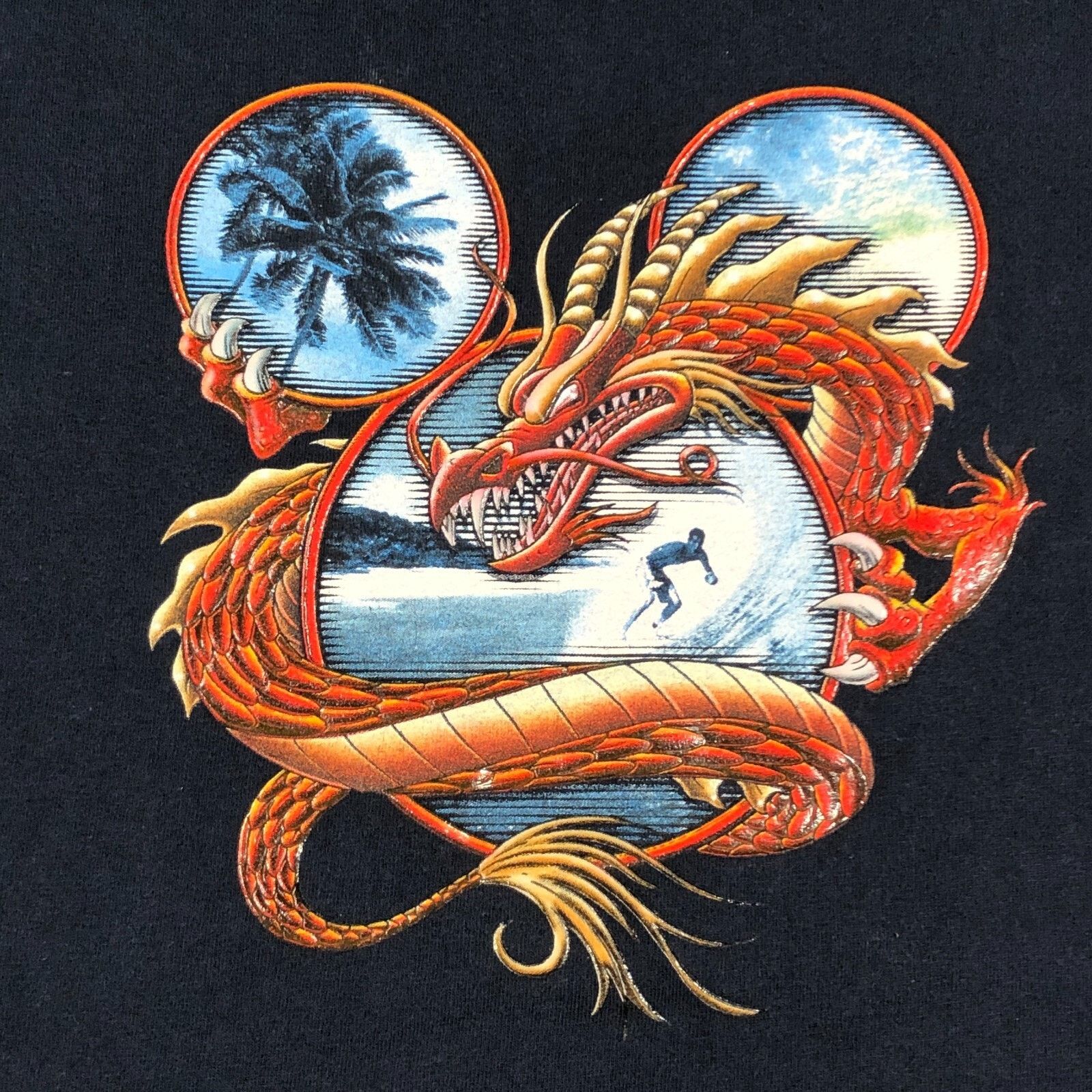 Disney × Vintage Vintage Y2K Disney Mickey Dragon Surf Tee Navy Size Large Size US L / EU 52-54 / 3 - 2 Thumbnail