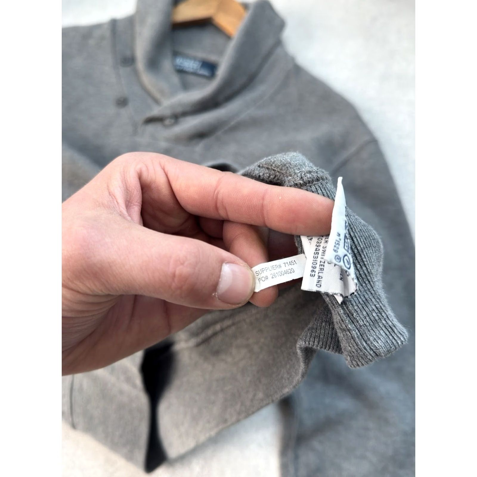 Polo Ralph Lauren VINTAGE Polo Ralph Lauren Shawl Collar Gray Cotton Sweater M Men Pullover Size US M / EU 48-50 / 2 - 6 Thumbnail