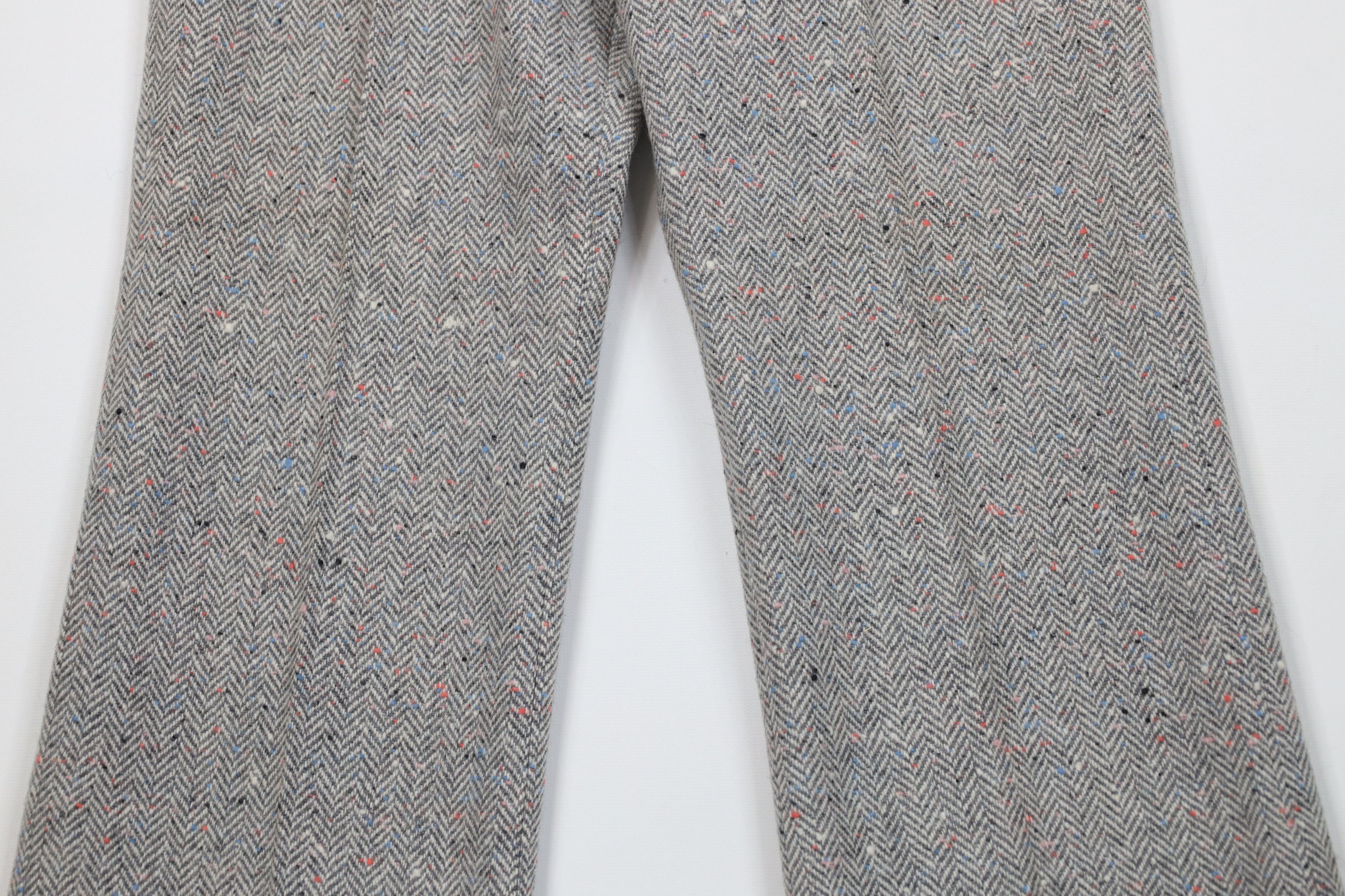 Vintage Vintage 60s 70s Fleck Wool Herringbone Wide Leg Pants Size 32" / US 10 / IT 46 - 3 Thumbnail