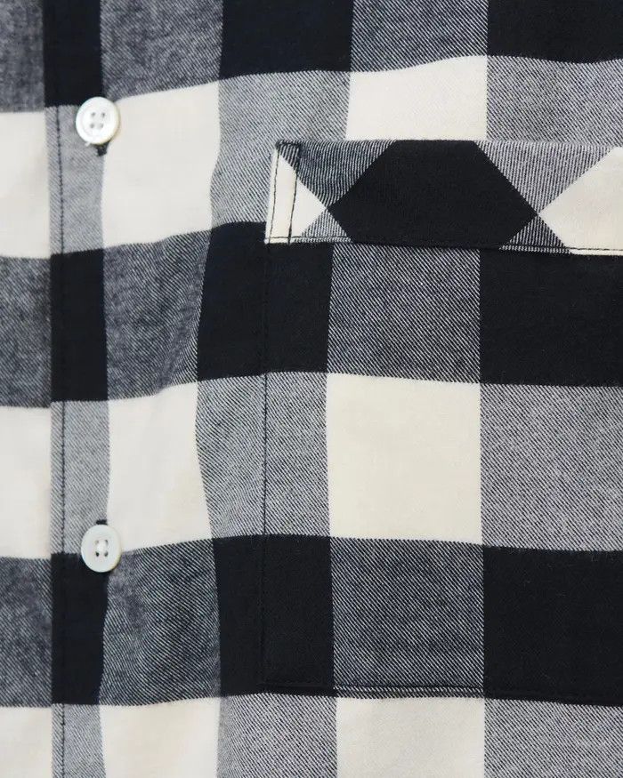 Tekla o1mle0525 Unisex Flannel Pyjamas Shirt in Black Gingham Size XL / US 12-14 / IT 48-50 - 7 Thumbnail