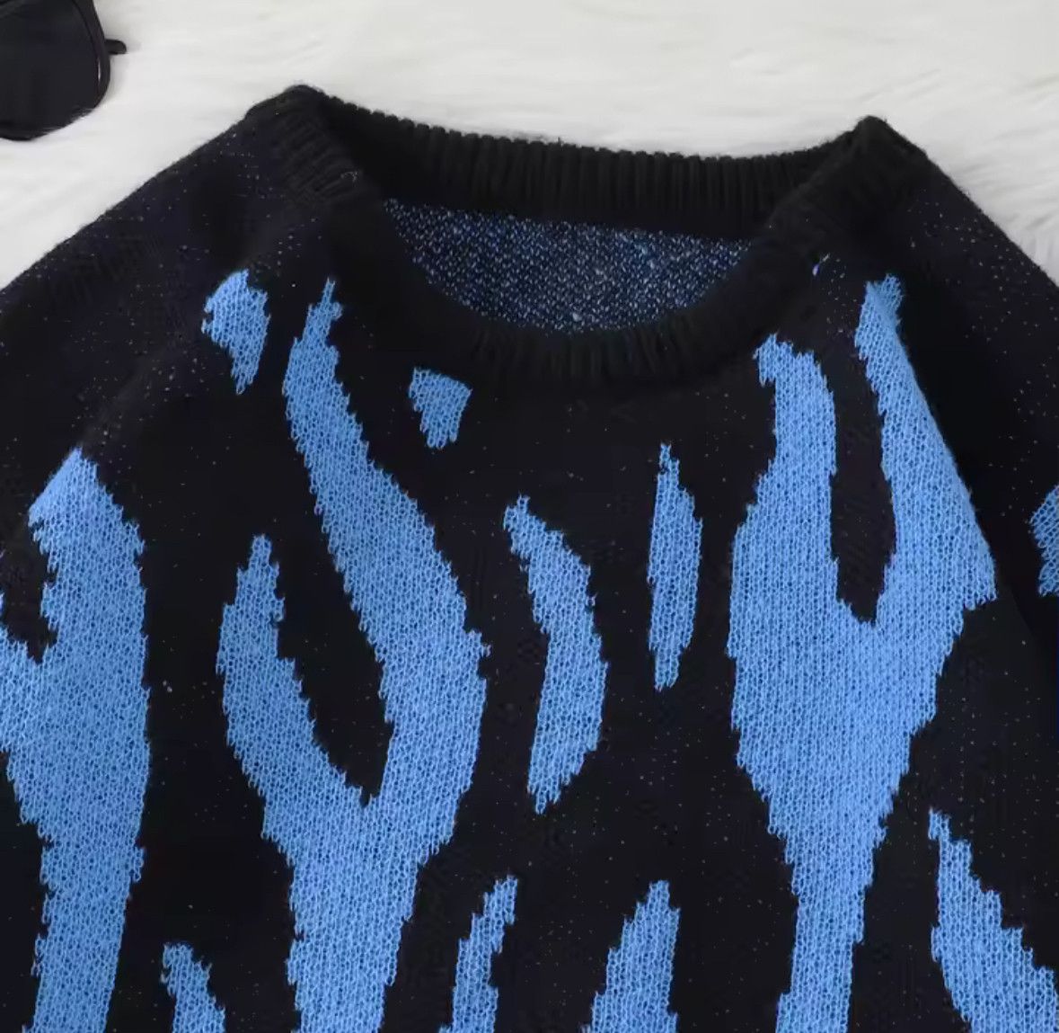Japanese Brand Fire Flame Pattern Sweater Jacquard Knitted Sweatshirt Size US XL / EU 56 / 4 - 3 Thumbnail