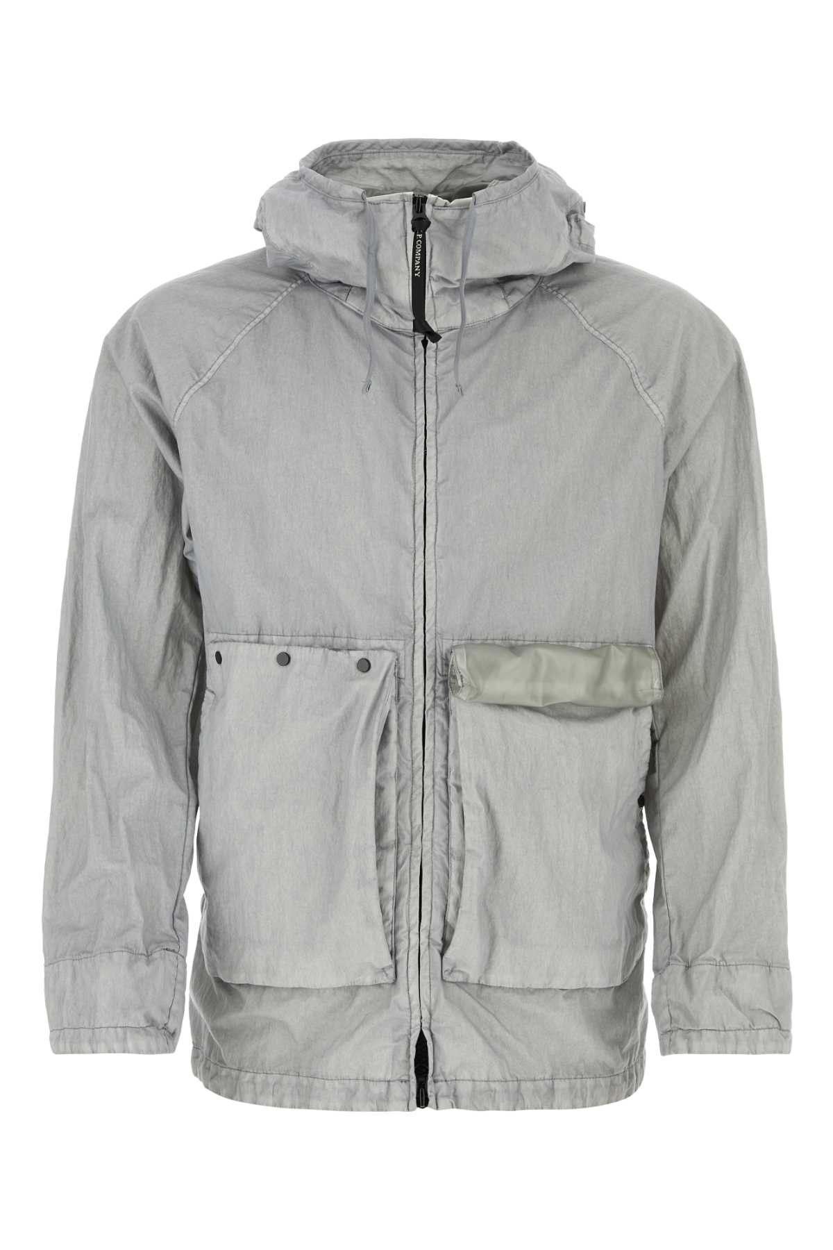 image of C P Company Grey Cotton Blend Windbreaker, Men's (Size Medium)