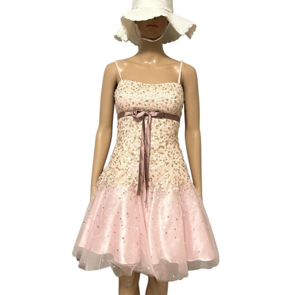 Designer Pink and Gold Sequin Cocktail Dress Size S / US 4 / IT 40 - 1 Thumbnail