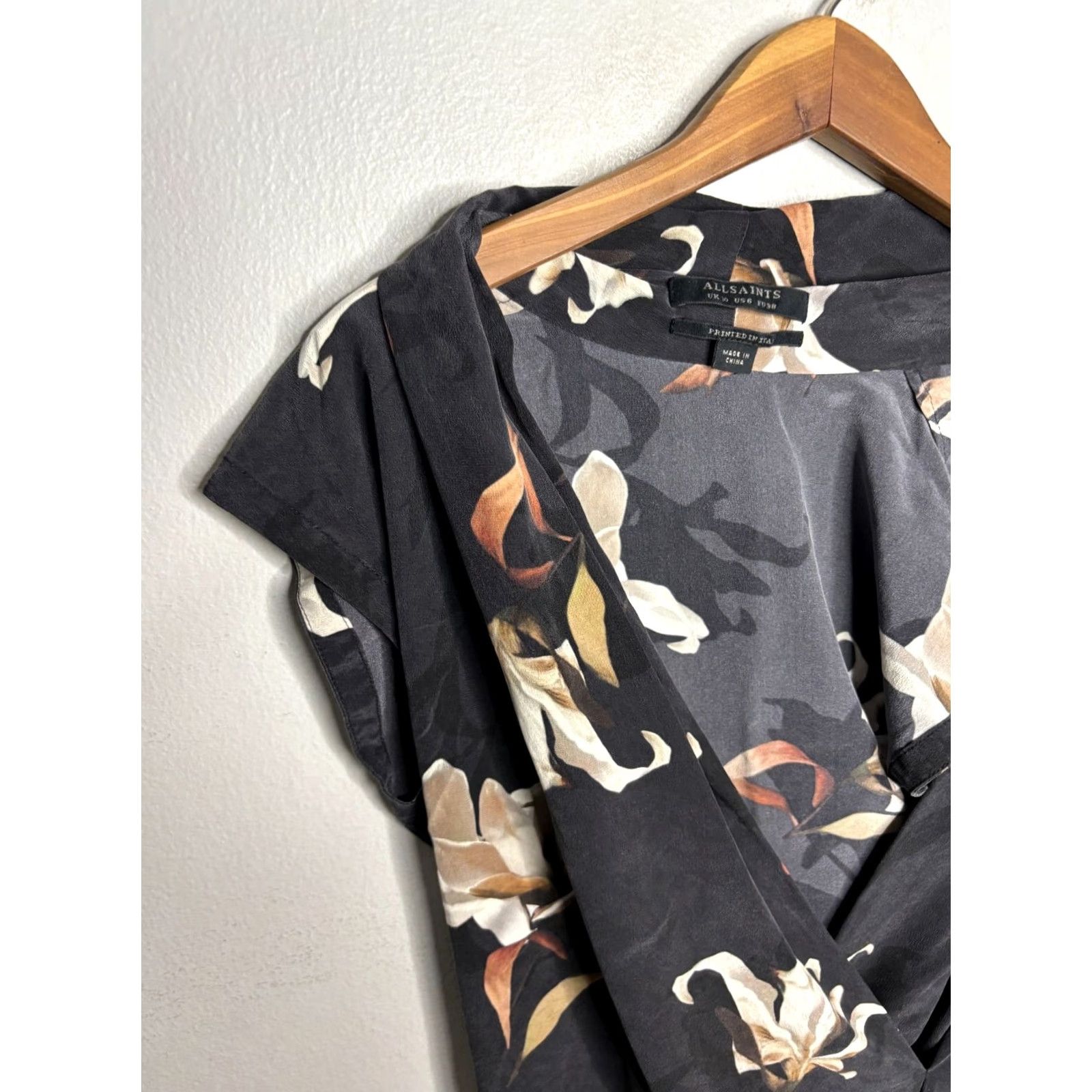 Allsaints All Saints Floral Draped Dress Womens Size 6 Mink Silk Sleeveless Short Dress 8/10 Casual Party/Cocktail Travel Vintage No 5337 Size M / US 6-8 / IT 42-44 - 3 Thumbnail