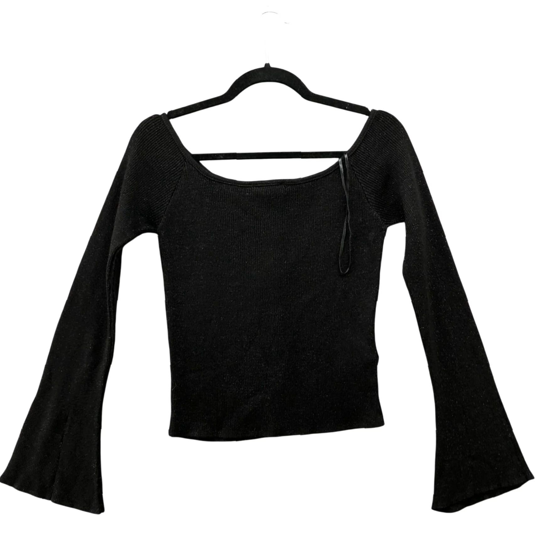 Mango MNG Mango Off Shoulder Flare Sleeve Cardigan Womens XL Black Metallic Size XL / US 12-14 / IT 48-50 - 2 Thumbnail