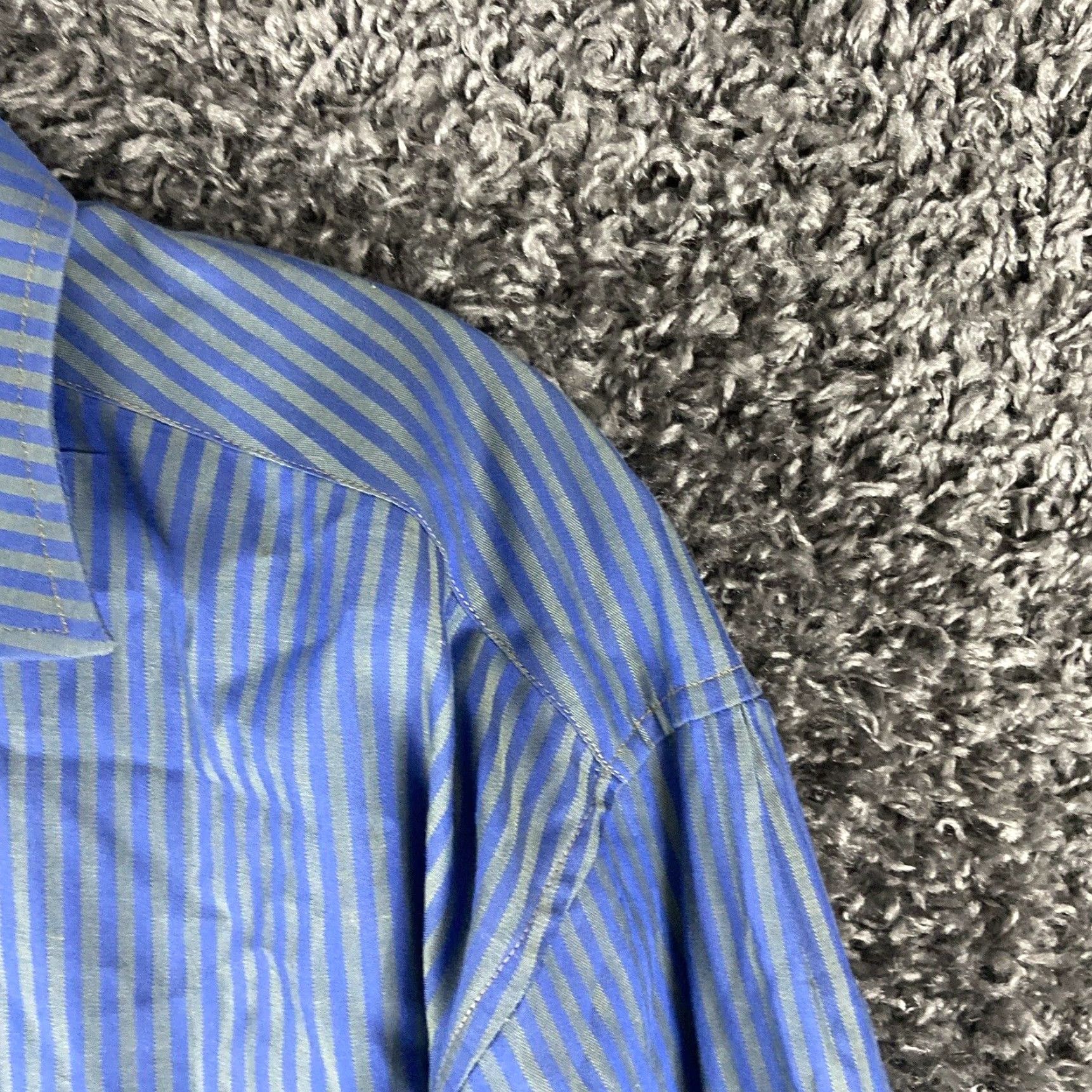 Vintage VINTAGE Vluxe by Lucky Nahum Dress Shirt Striped Blue Green Men L 16-16.5 41/42 Mens Size 42R - 4 Thumbnail