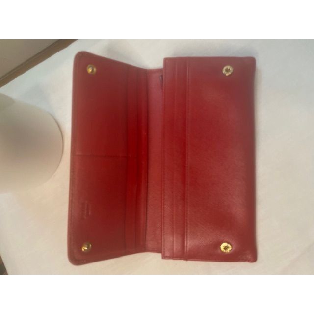 Prada Prada Red Saffiano Leather Continental Wallet With Gold-Tone Size ONE SIZE - 5 Thumbnail