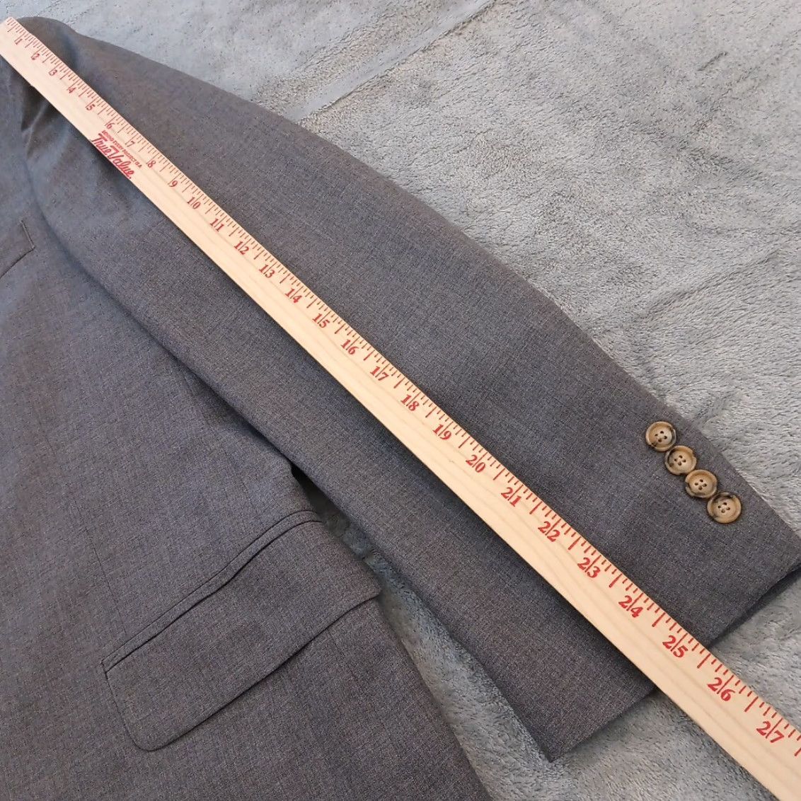 Lands' End Lands' End Blazer Mens 44 Gray Wool Two-Button Single Vent Size 44R - 3 Thumbnail