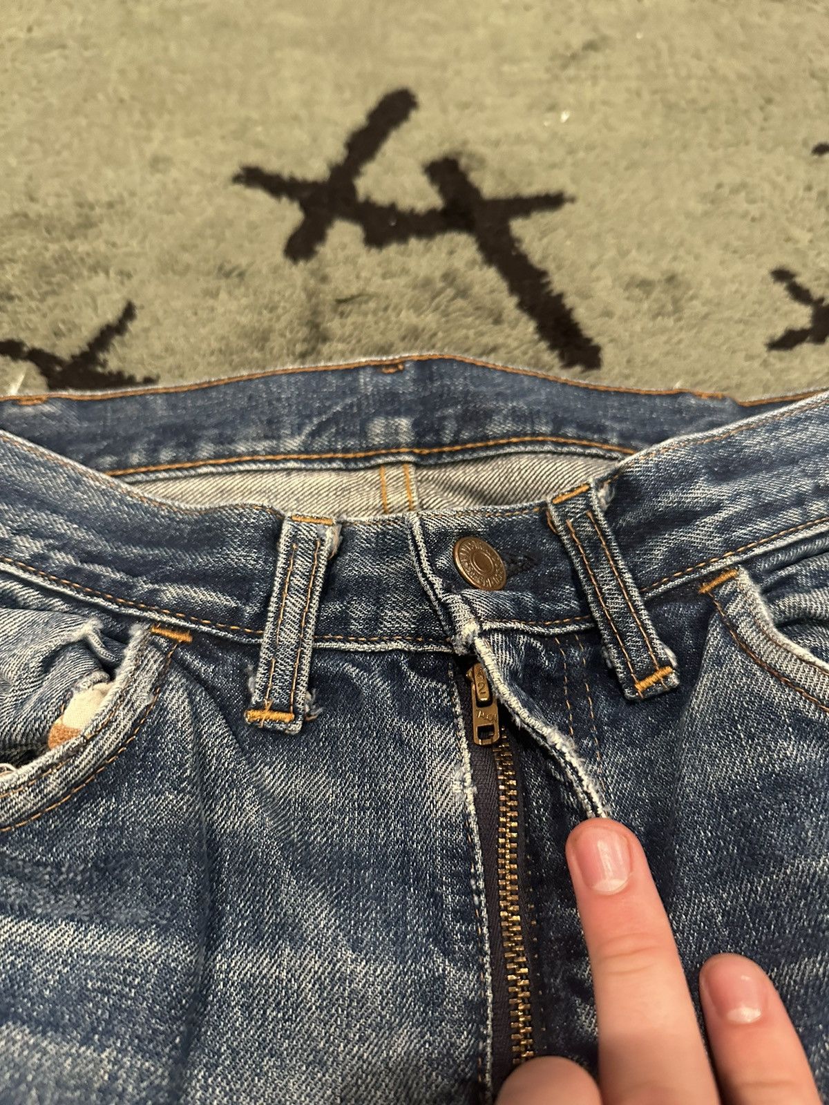 Levi's × Vintage Vintage 70’s Patchwork Big E Flared Orange Tab Levis Size US 29 - 11 Thumbnail