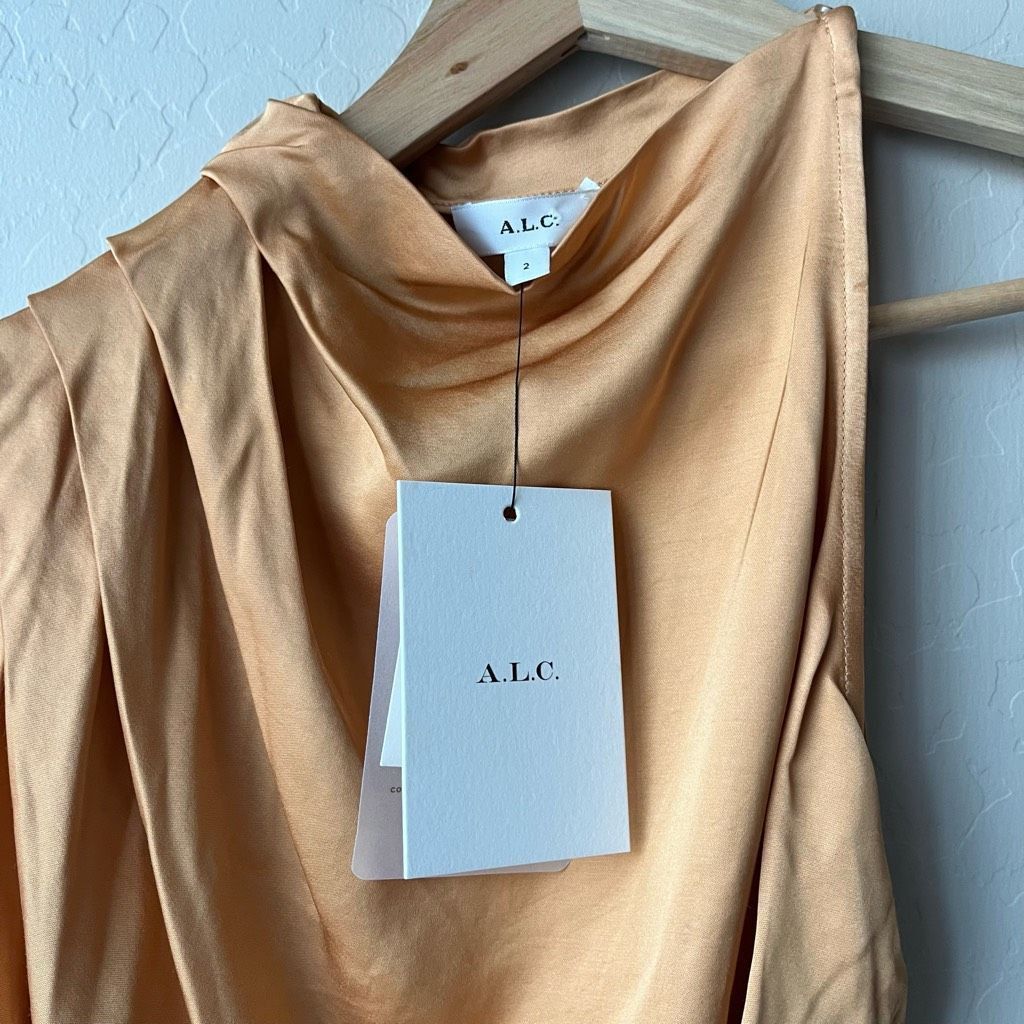 A.L.C. NEW A.LC. Blouse Silky Asymmetrical Ruched Sleeveless Top Fa Size XS / US 0-2 / IT 36-38 - 5 Thumbnail