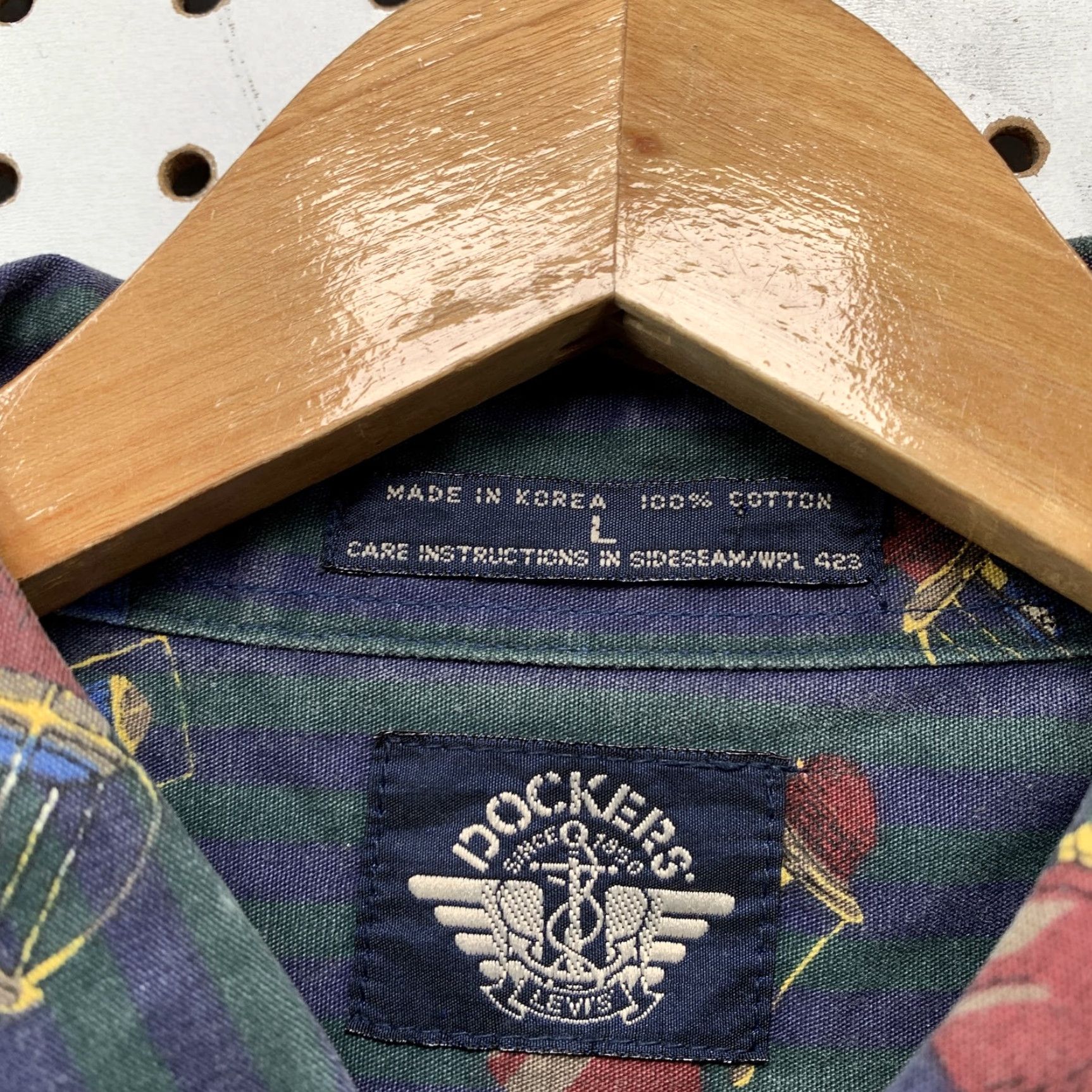 Dockers DOCKERS Shirt Mens L Blue Green Striped Button-Up Outdoor Camping Lightweight Casual Vintage-Check: 90s? Size US L / EU 52-54 / 3 - 5 Thumbnail