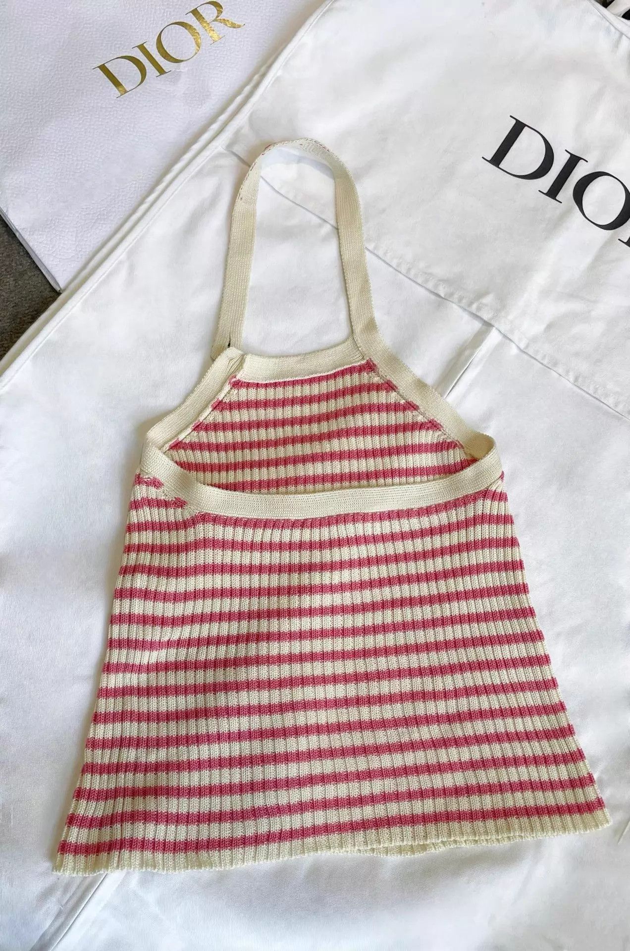 Dior DIOR Women's Striped Colorblock Candy Pink Knit Cami Size 40 Size M / US 6-8 / IT 42-44 - 2 Thumbnail