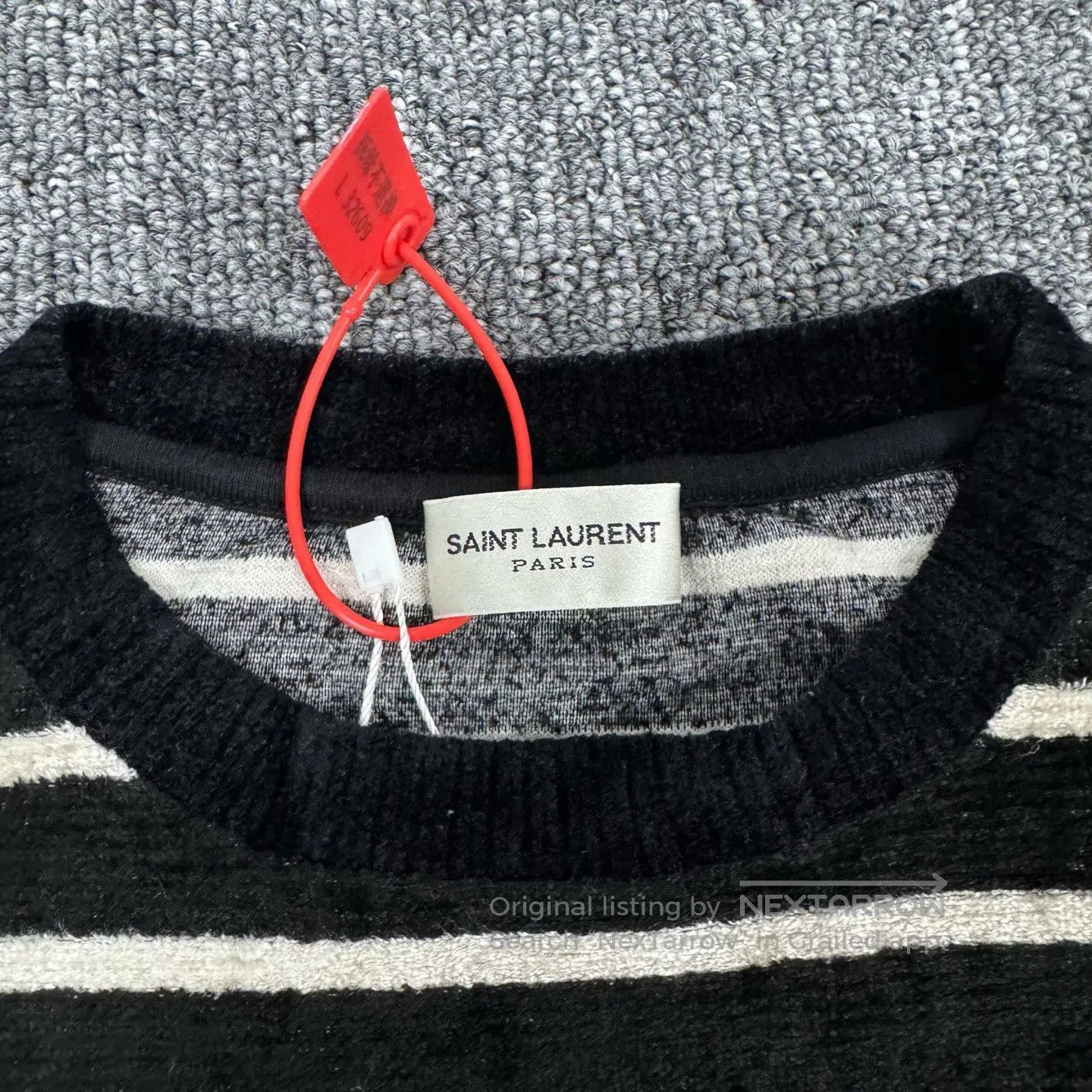 Saint Laurent Paris Saint Laurent Paris Breast embroidery; striped knit sweate Size M / US 6-8 / IT 42-44 - 6 Thumbnail