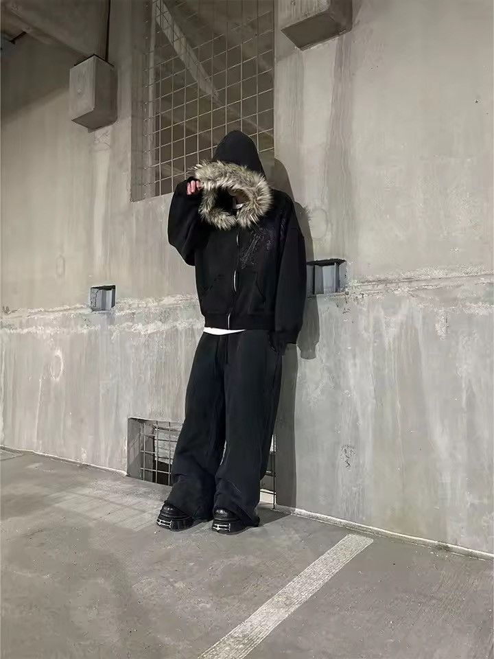 Japanese Brand Zip-Up Hoodie with Faux Fur Hood Size US XL / EU 56 / 4 - 3 Thumbnail