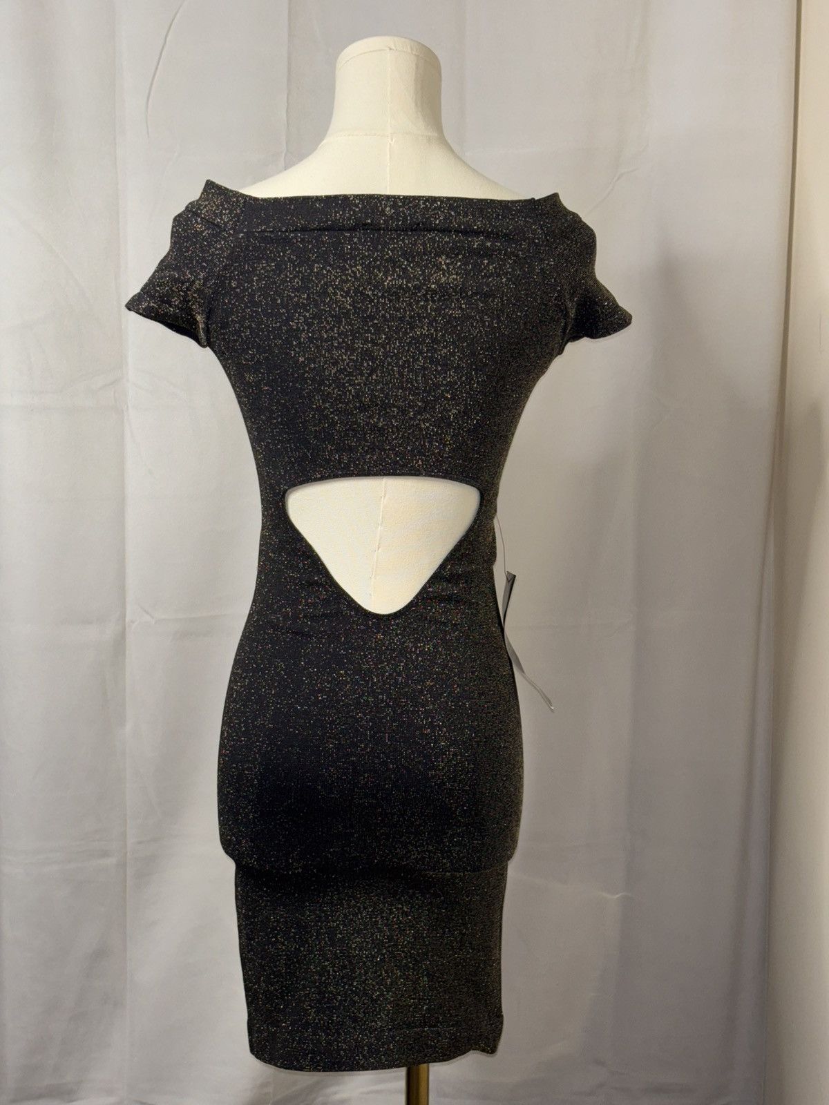 Bebe New Bebe Lurex Back Out Dress Black/Gold Size P/Small Size S / US 4 / IT 40 - 4 Thumbnail