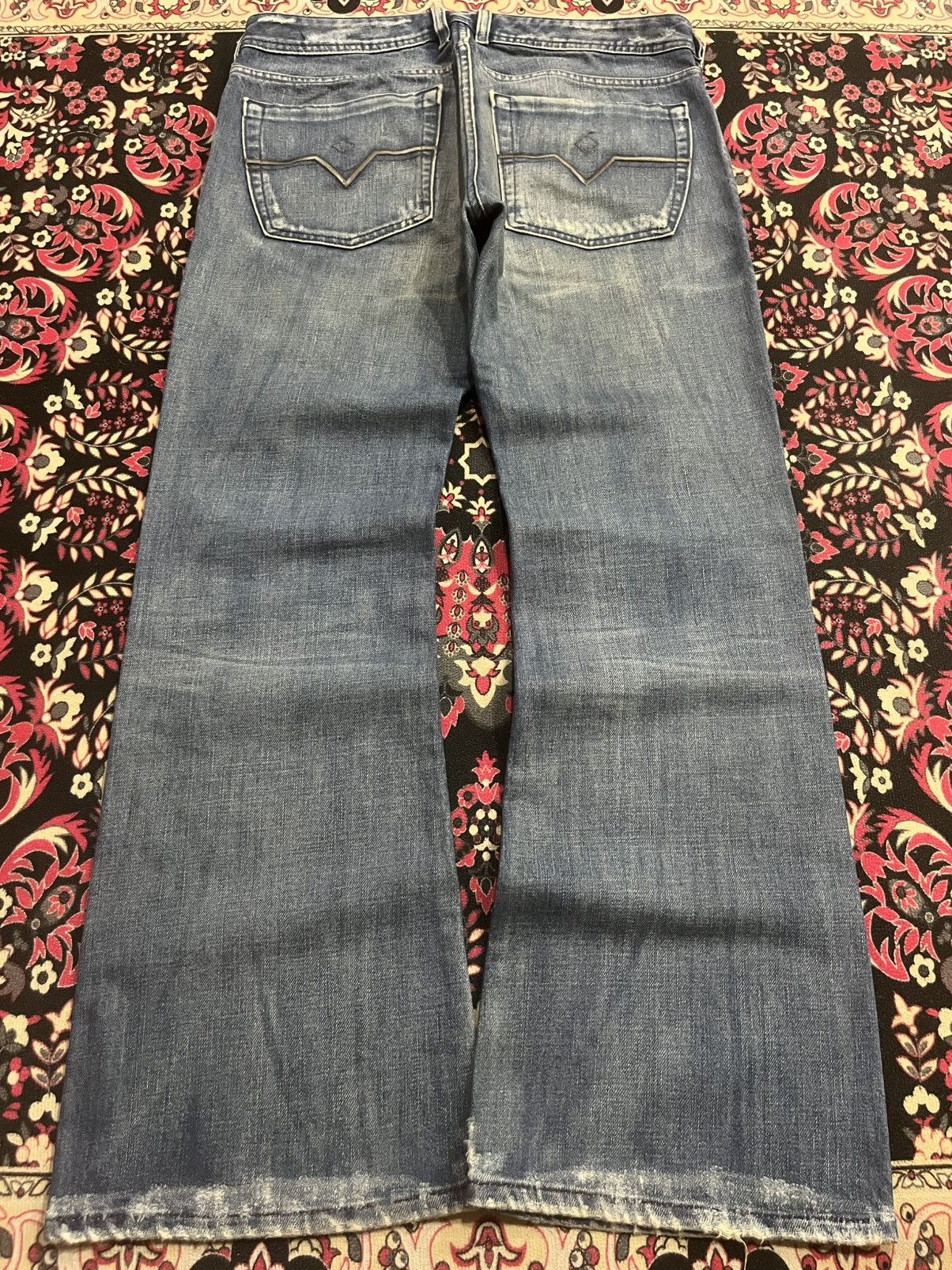 Diesel Vintage Diesel Blue Washed Distressed Buttonfly Flare Jeans Size US 33 - 2 Thumbnail
