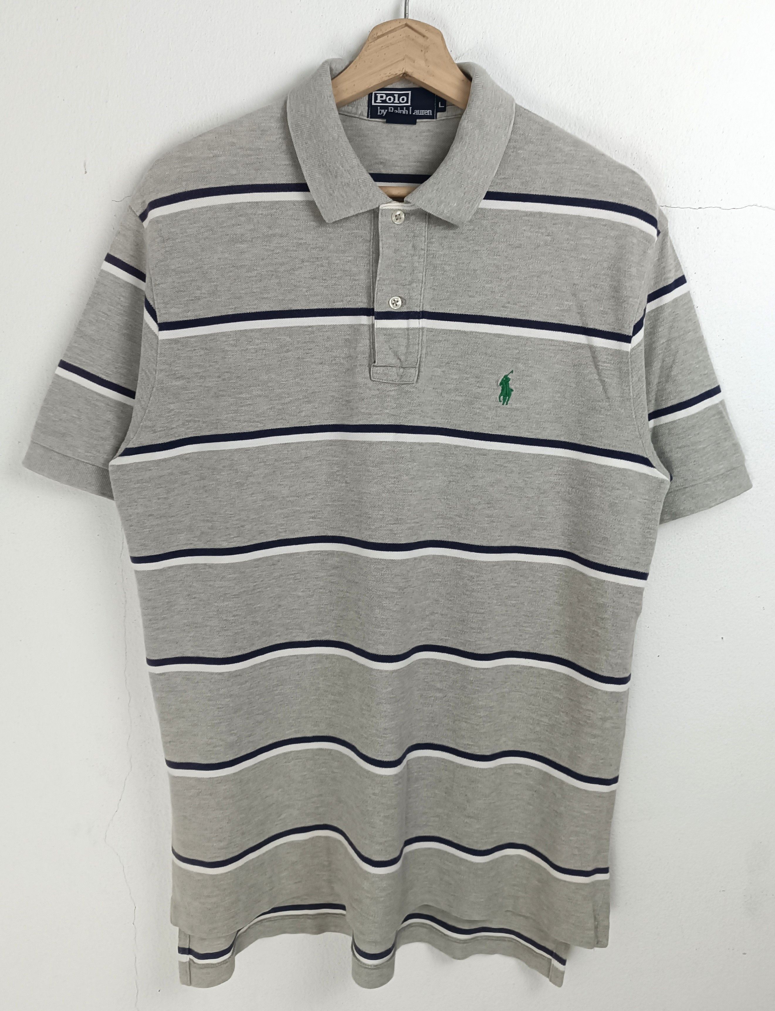Polo Ralph Lauren VINTAGE POLO RALPH LAUREN STRIPES TEE GRAY VERY RARE Size US L / EU 52-54 / 3 - 3 Thumbnail