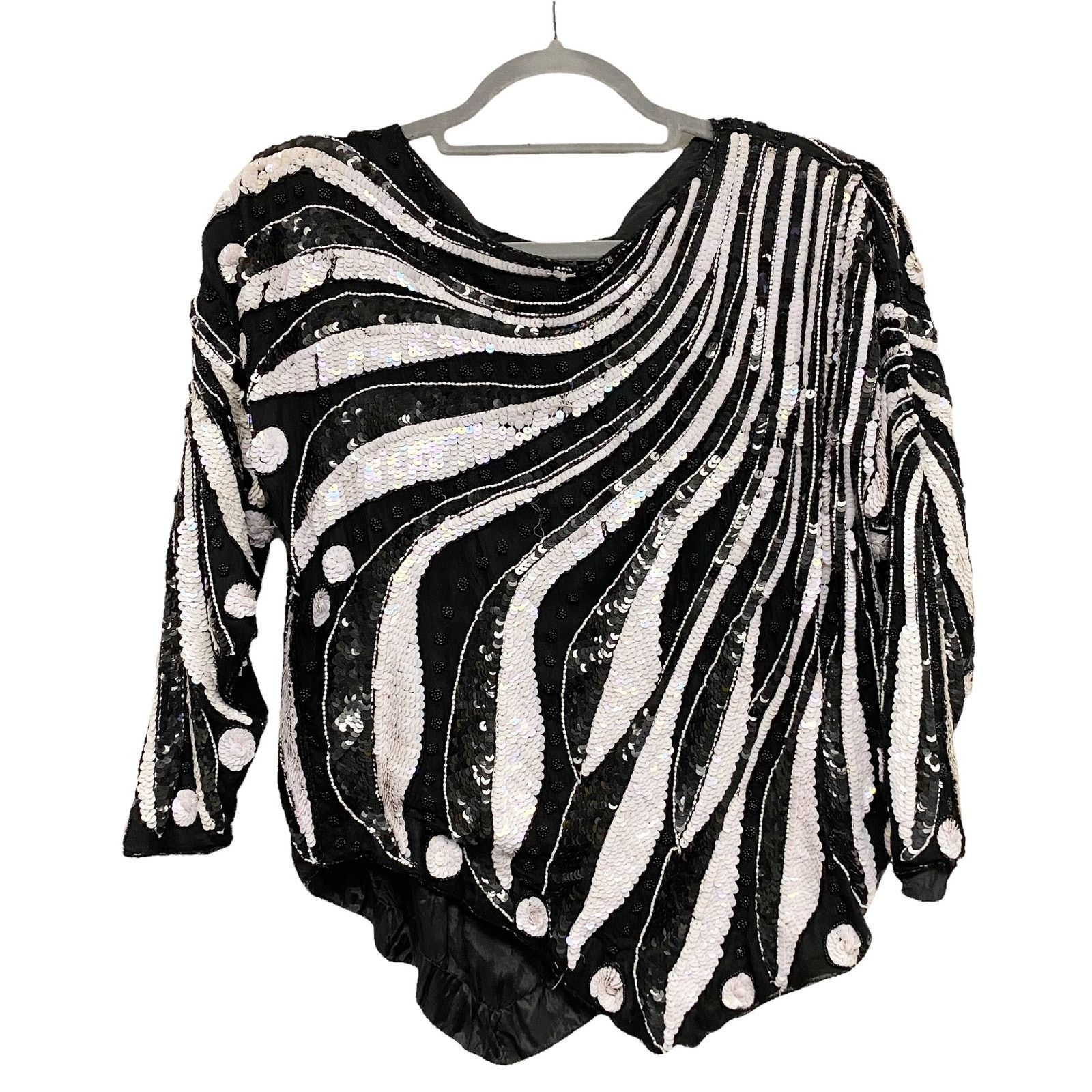 Vintage Vintage Imperial Handi Crafts Silk Beaded Sequin Blouse Top Size ONE SIZE - 1 Thumbnail