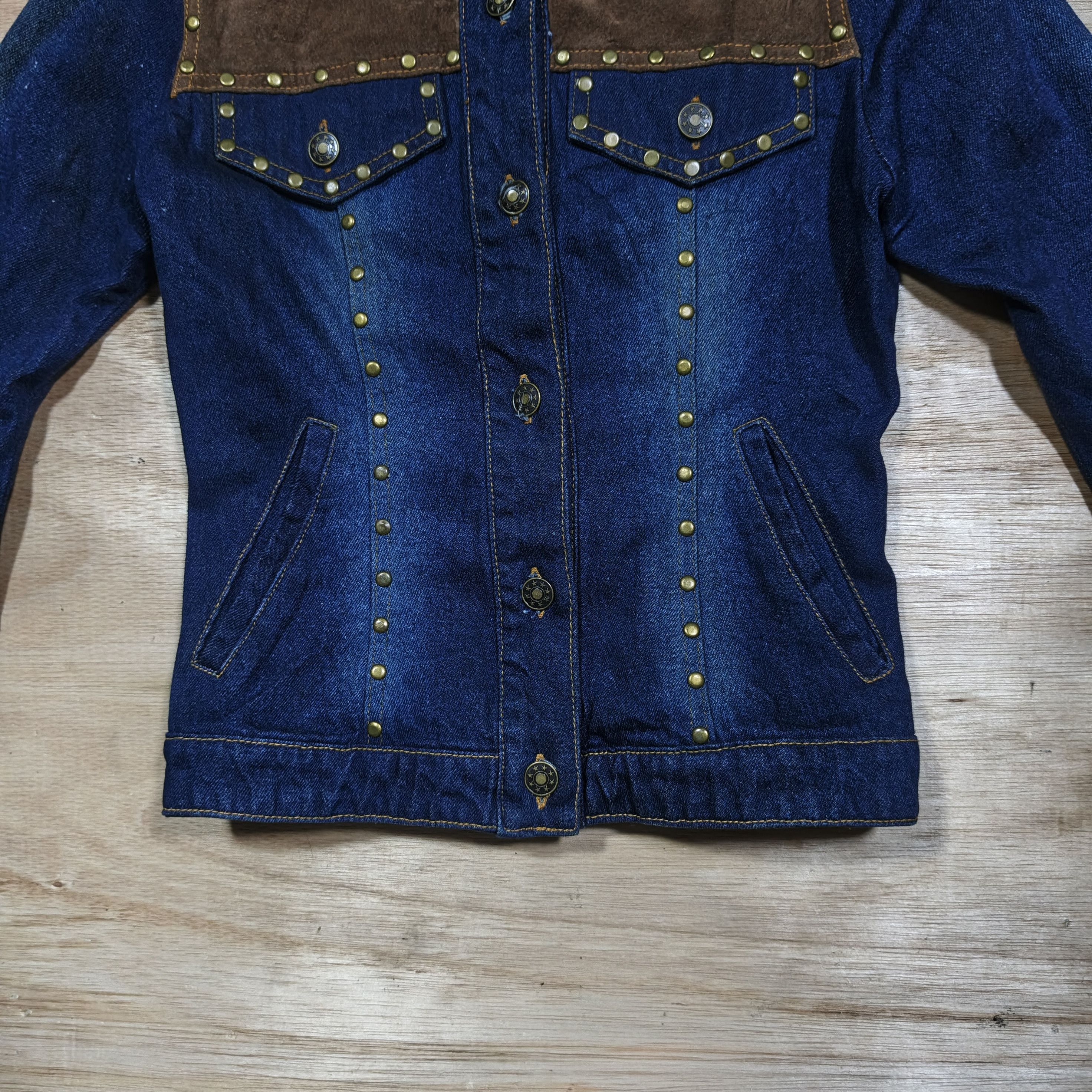 Japanese Brand Ministate Studded Western Flare Sleeve Denim Jacket Size M / US 6-8 / IT 42-44 - 3 Thumbnail