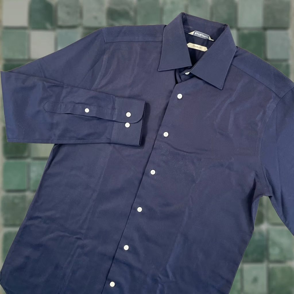 Suitsupply Suitsupply Traveller Dress Shirt Men 37 14.5 Navy Blue Long Sleeve Wrinkle Free Size 40R - 1 Thumbnail