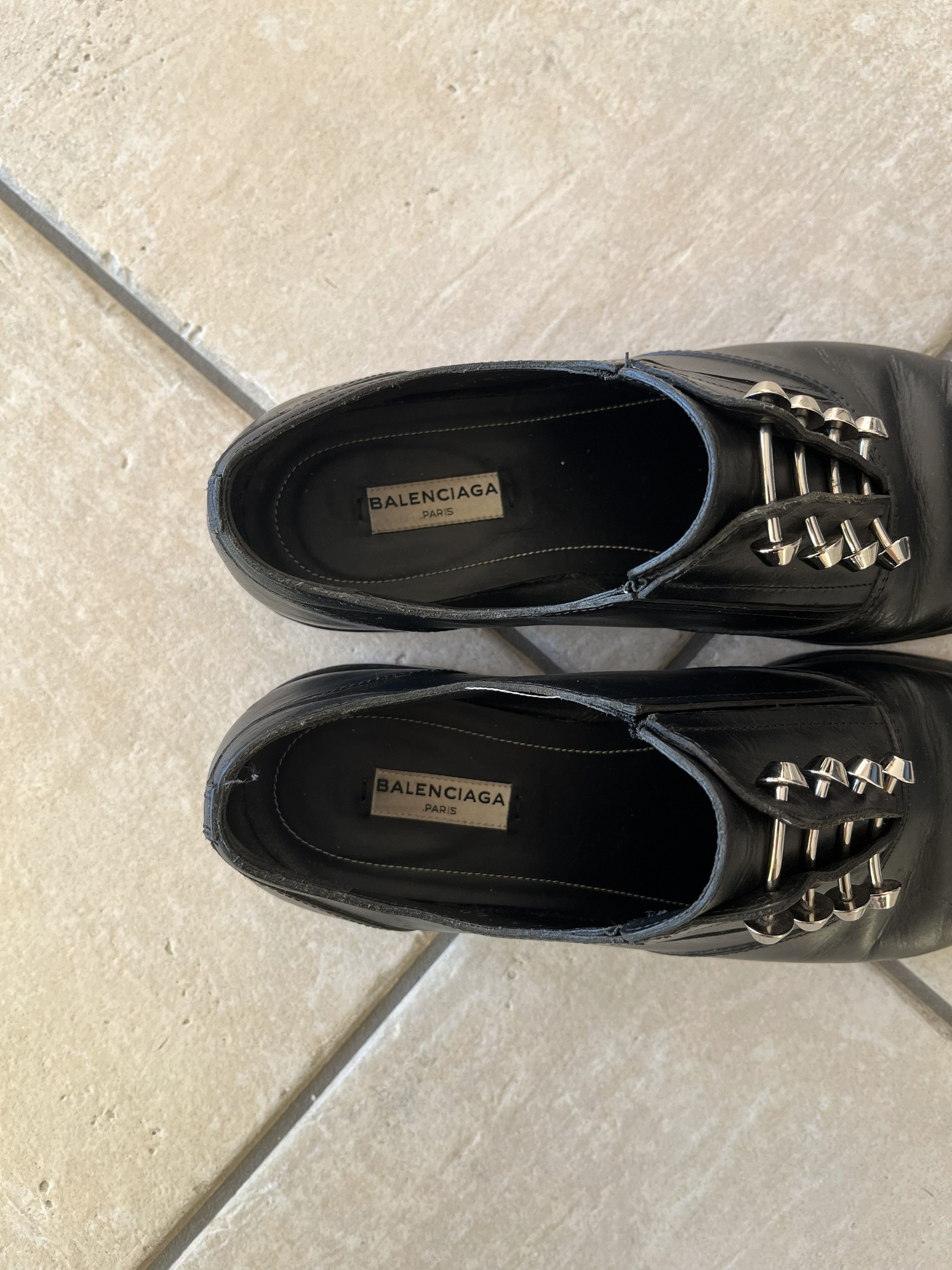 Balenciaga Balenciaga Steel Nails Black Leather Shoes Size US 7 / EU 40 - 3 Thumbnail