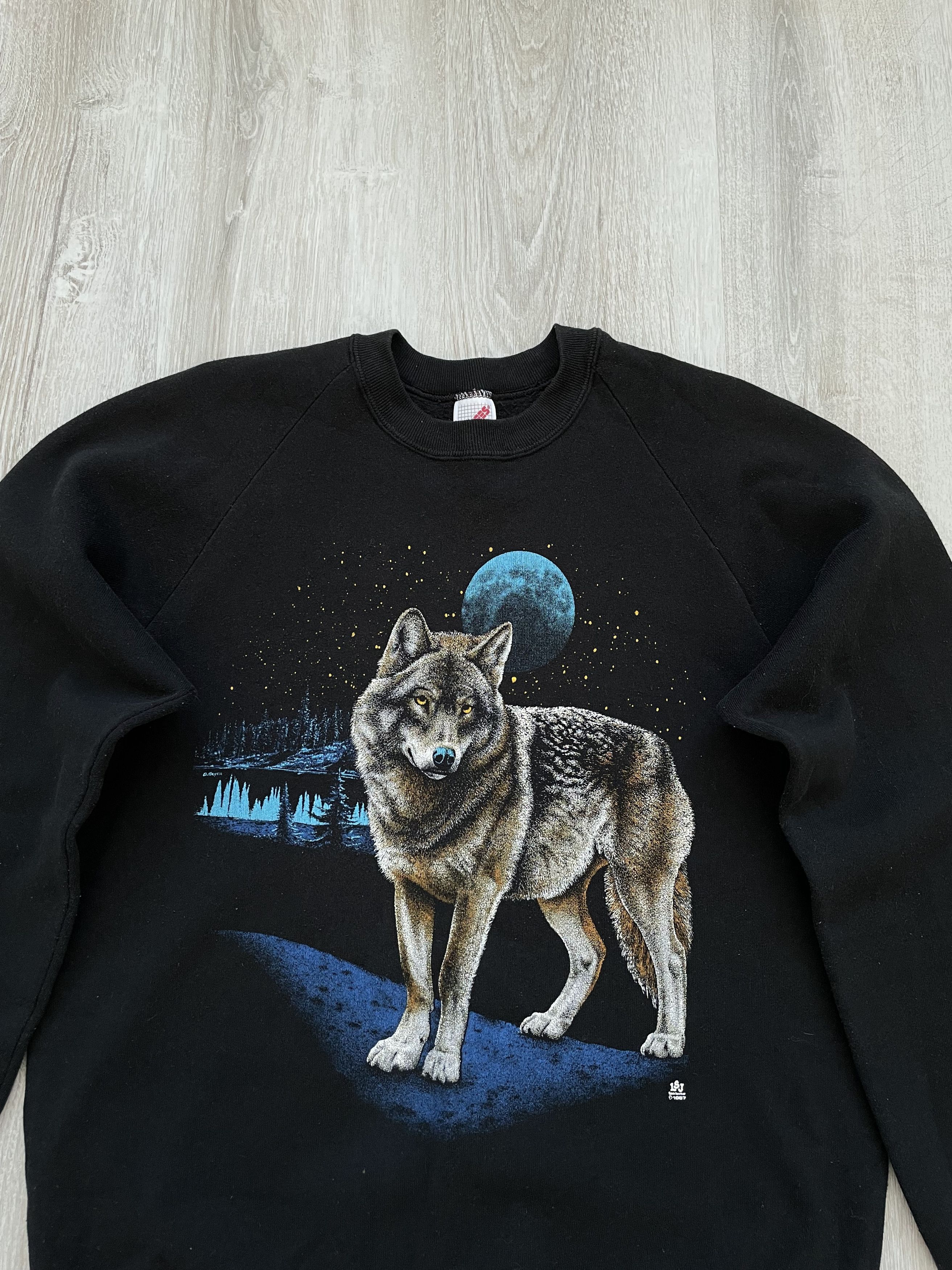 Vintage Vintage 80s Wolf Moon LSJ Sweatshirt Jerzees Crewneck Size US M / EU 48-50 / 2 - 2 Thumbnail
