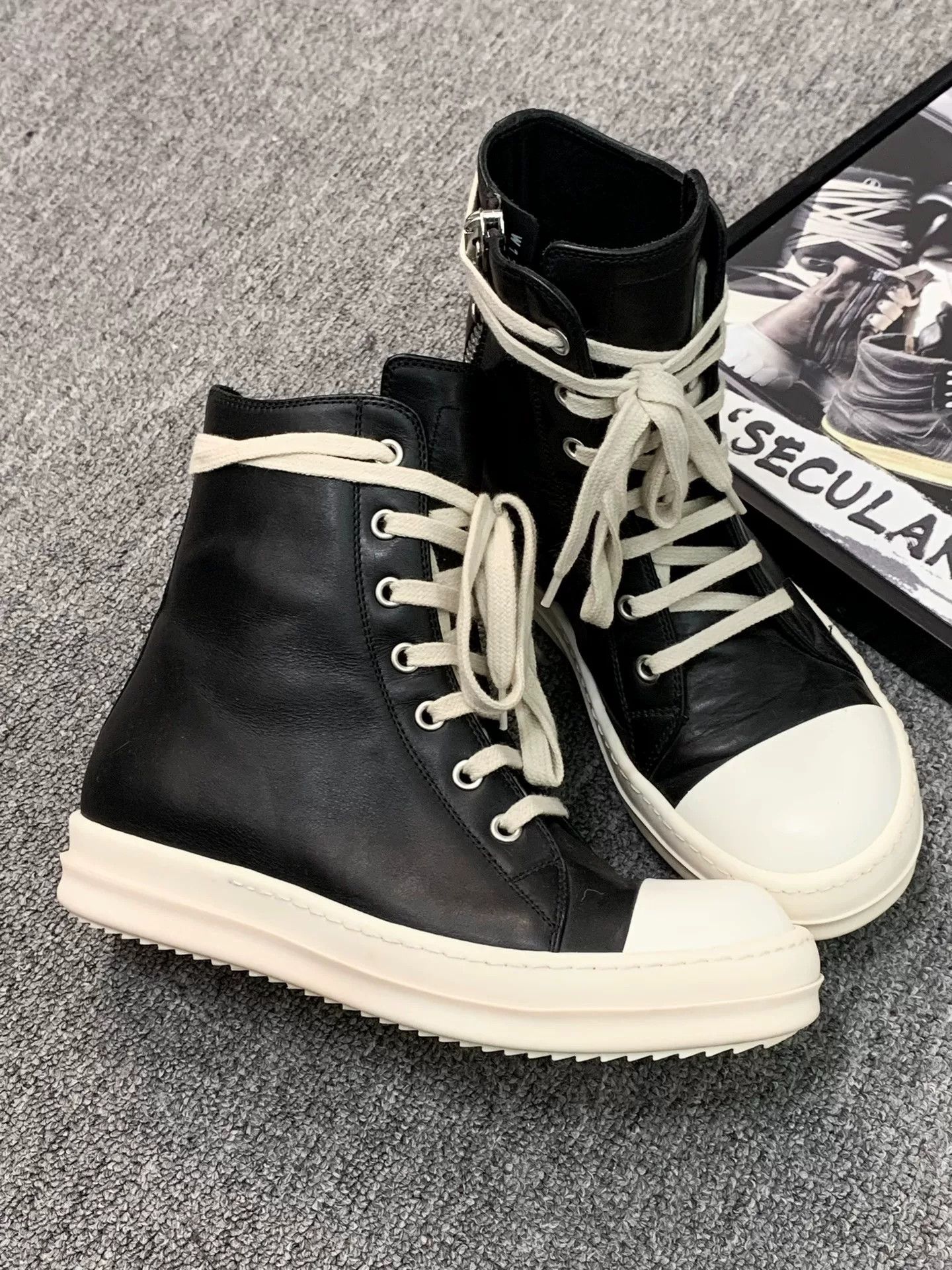Rick Owens rick owens high top leather sneakers Size US 6 / EU 39 - 1 Thumbnail