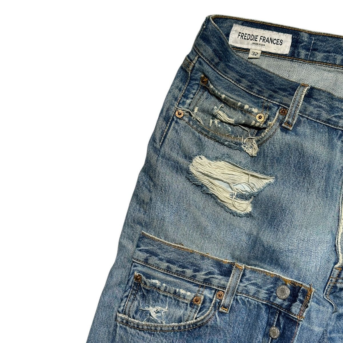 Designer Freddie frances reconstructed flared distressed denim Size US 32 / EU 48 - 2 Thumbnail