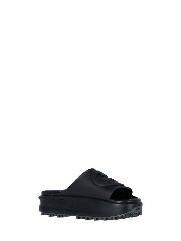 Gucci o1s1wg110425 Women's Slide With Interlocking G in Black Size US 8 / IT 38 - 2 Thumbnail