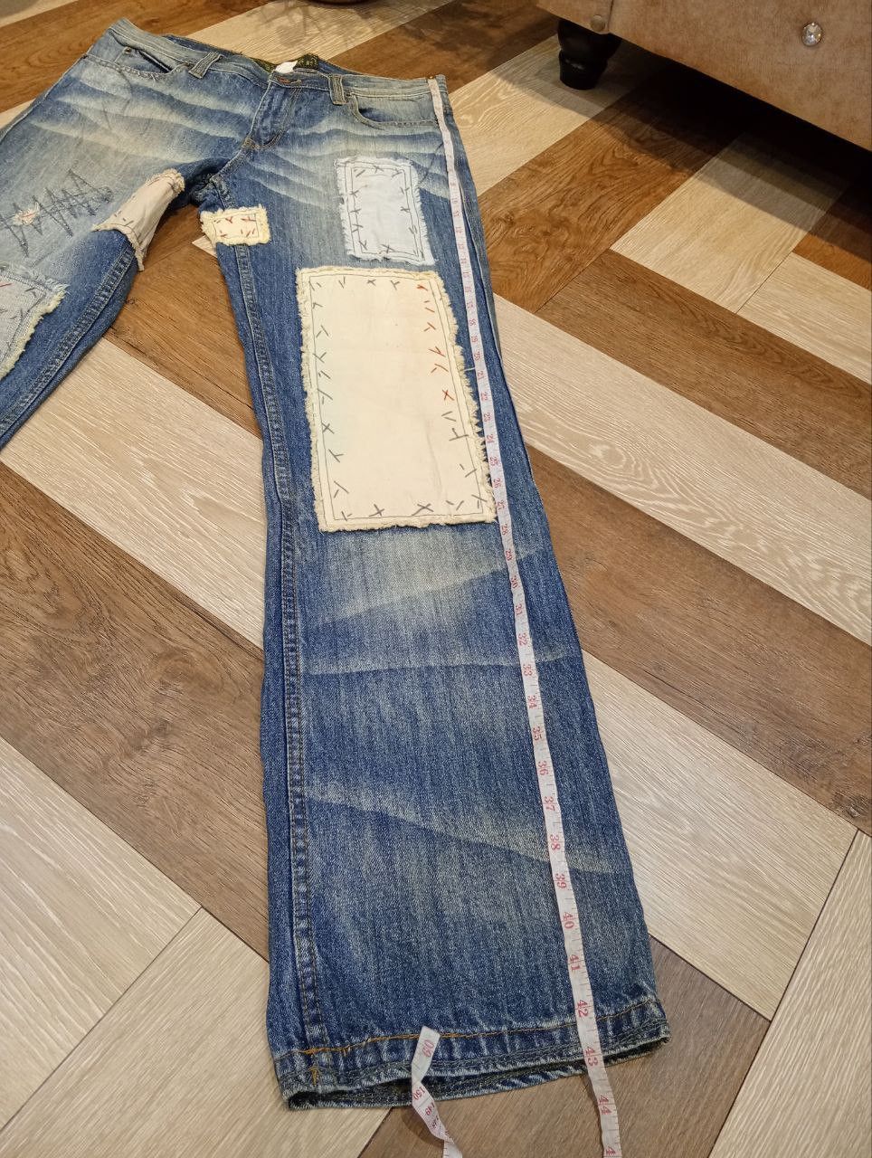 Japanese Brand JAPANESE OUTBALL WEST PATCHWORK DISTRESSED JEANS Size US 33 - 15 Thumbnail